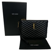 Clutch Saint Laurent Couro Preto