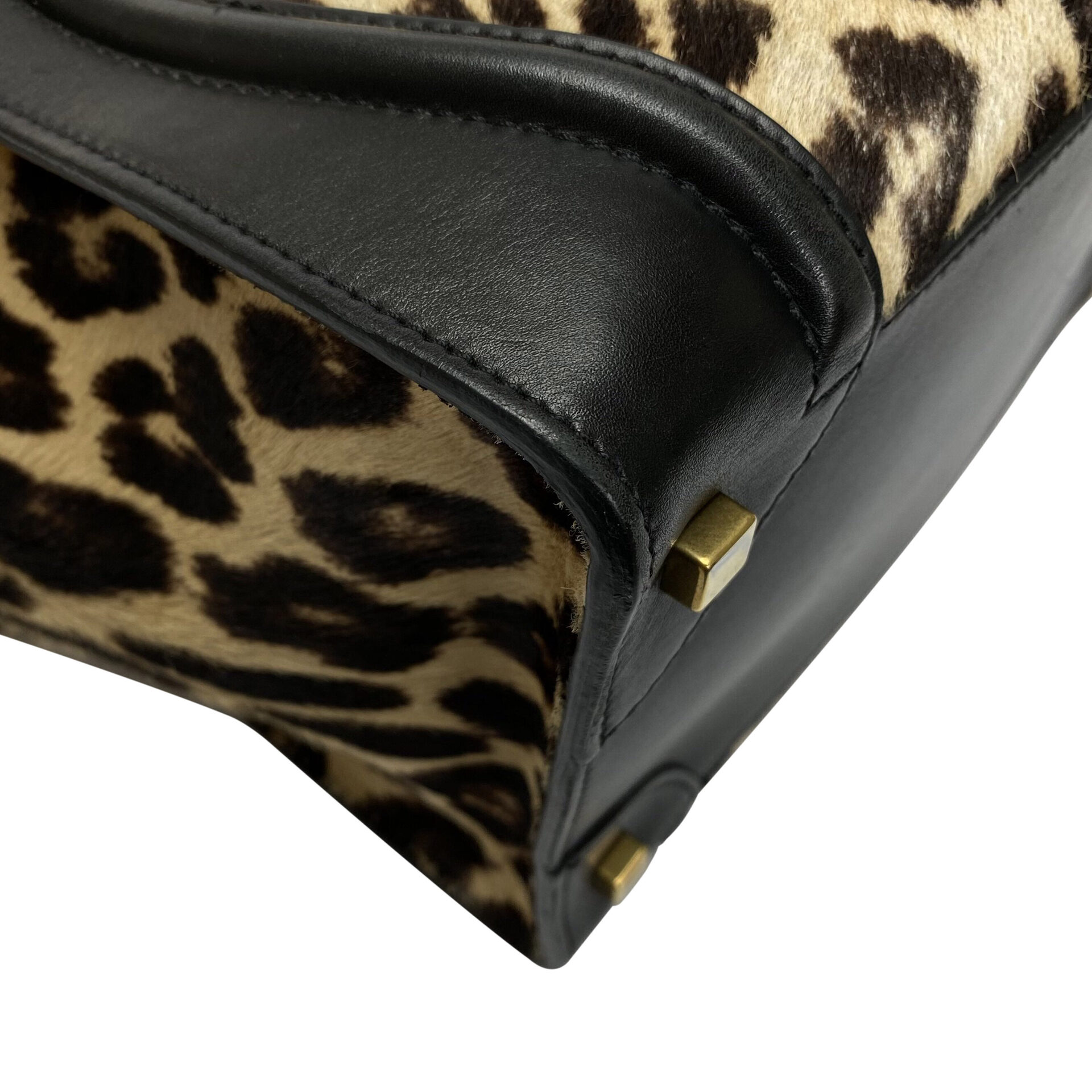 Bolsa Celine Mini Luggage Preta e Leopard