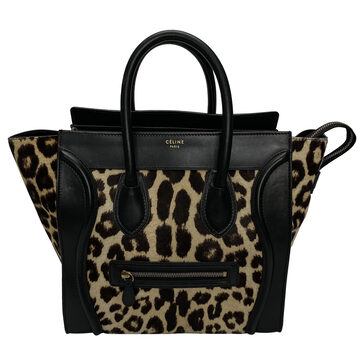 Bolsa Celine Mini Luggage Preta e Leopard