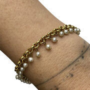 Pulseira Ouro Amarelo com Pérolas