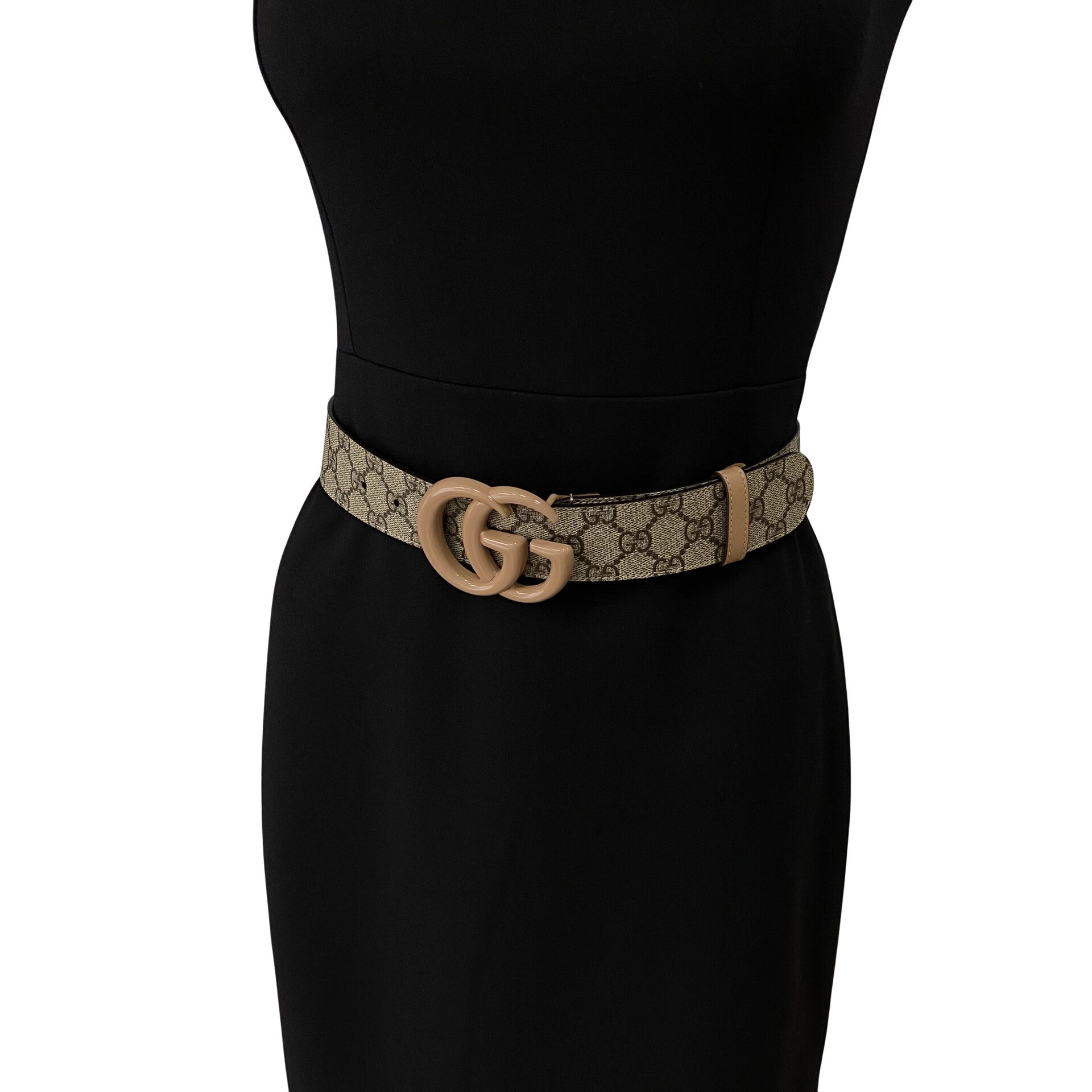 Cinto Gucci GG Monograma e Bege