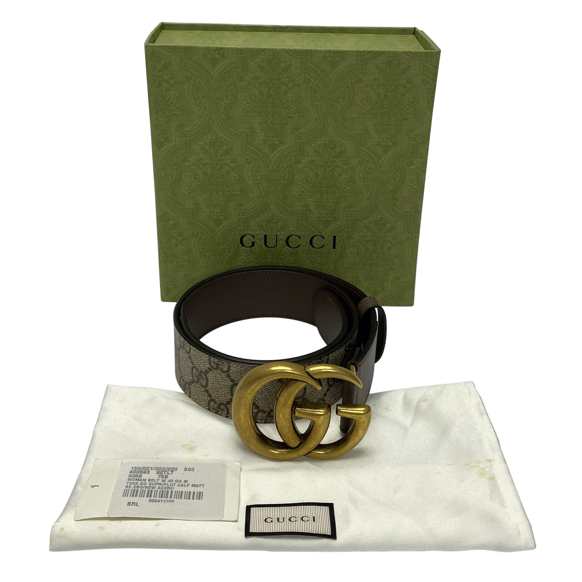 Cinto Gucci GG Monograma e Marrom