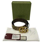 Cinto Gucci GG Canvas e Marrom