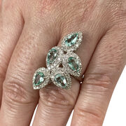 Anel Gota Esmeraldas e Diamantes