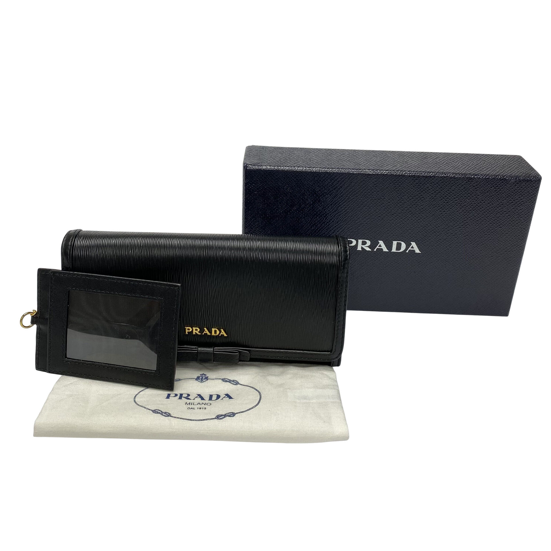 Carteira Prada Couro Saffiano Preto