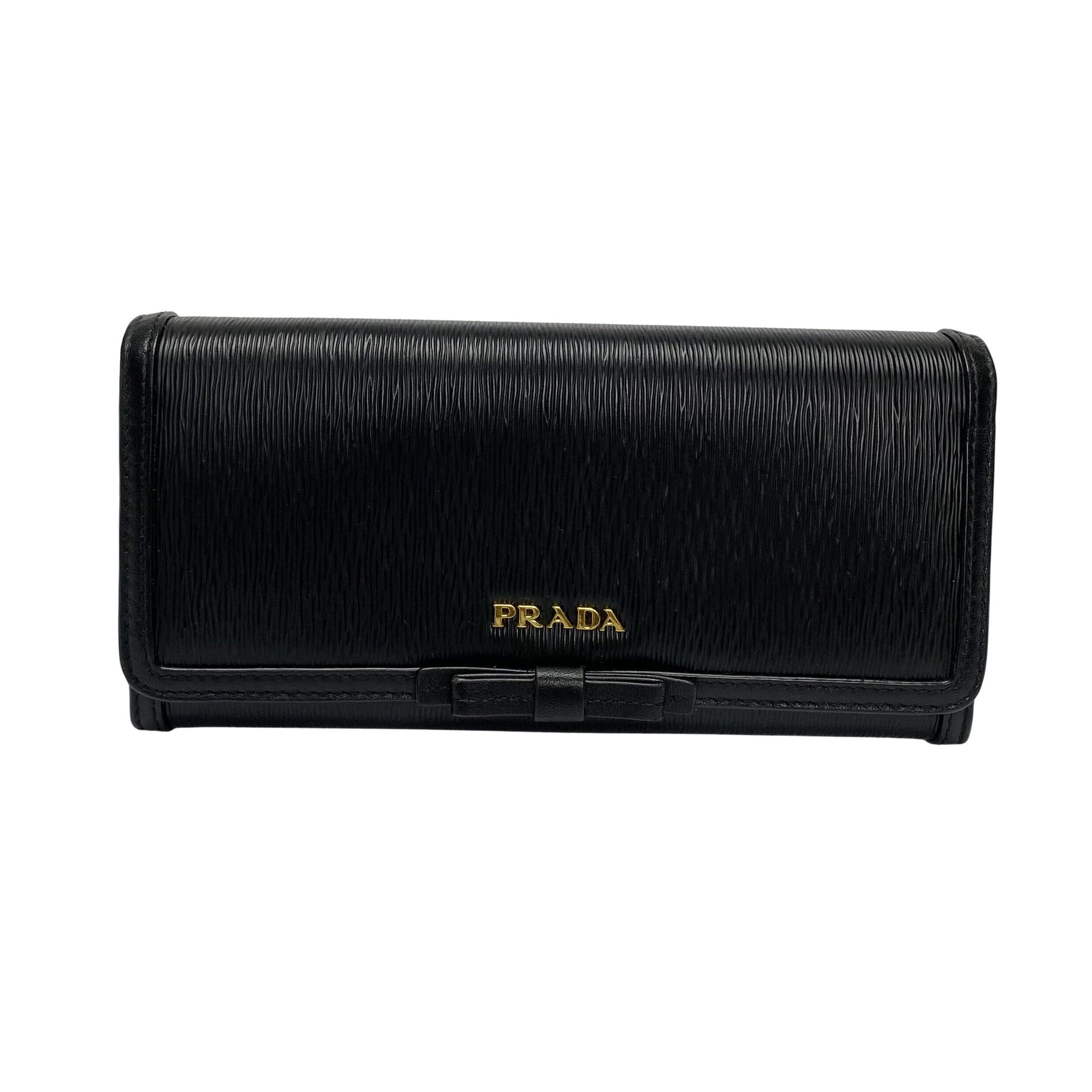 Carteira Prada Couro Saffiano Preto