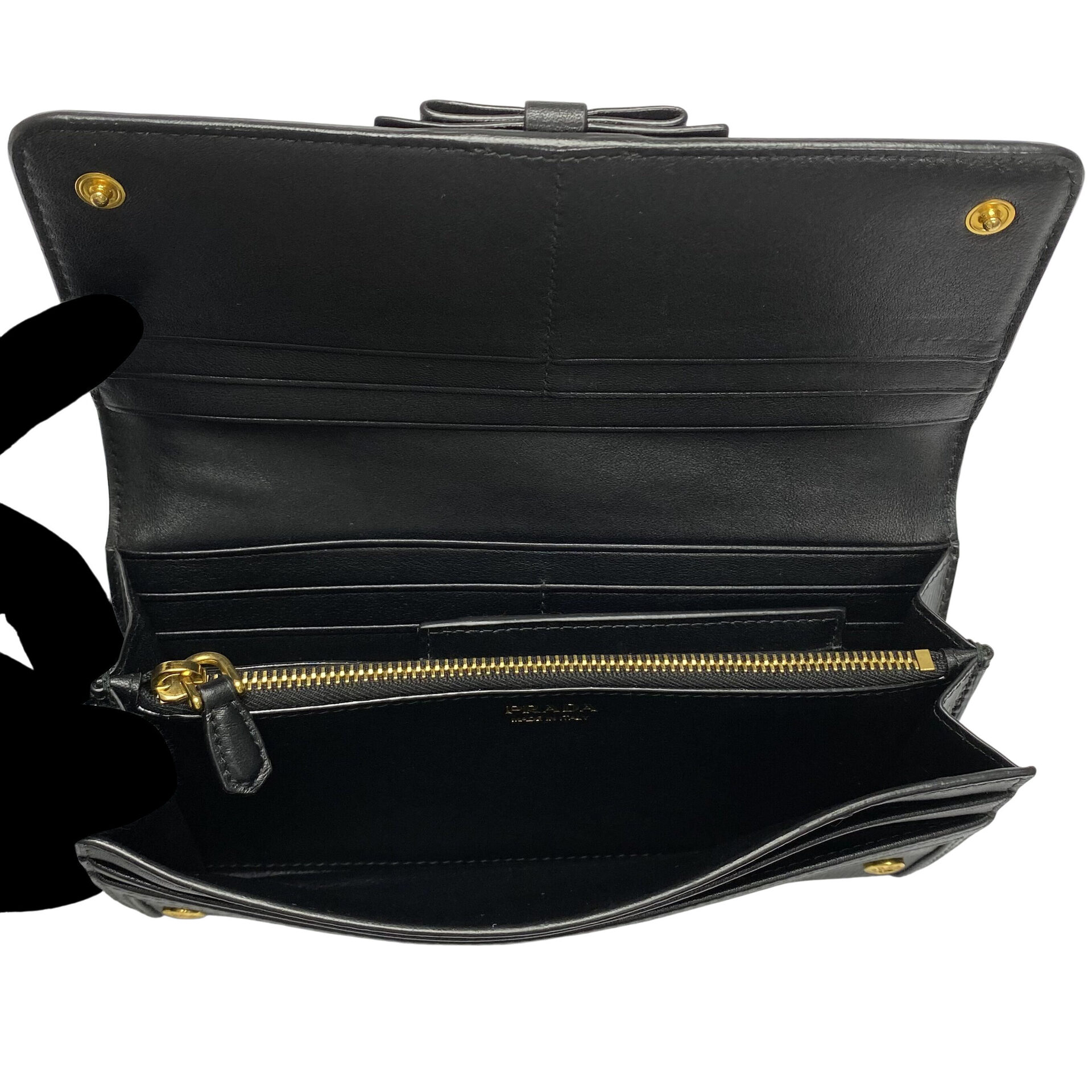 Carteira Prada Couro Saffiano Preto