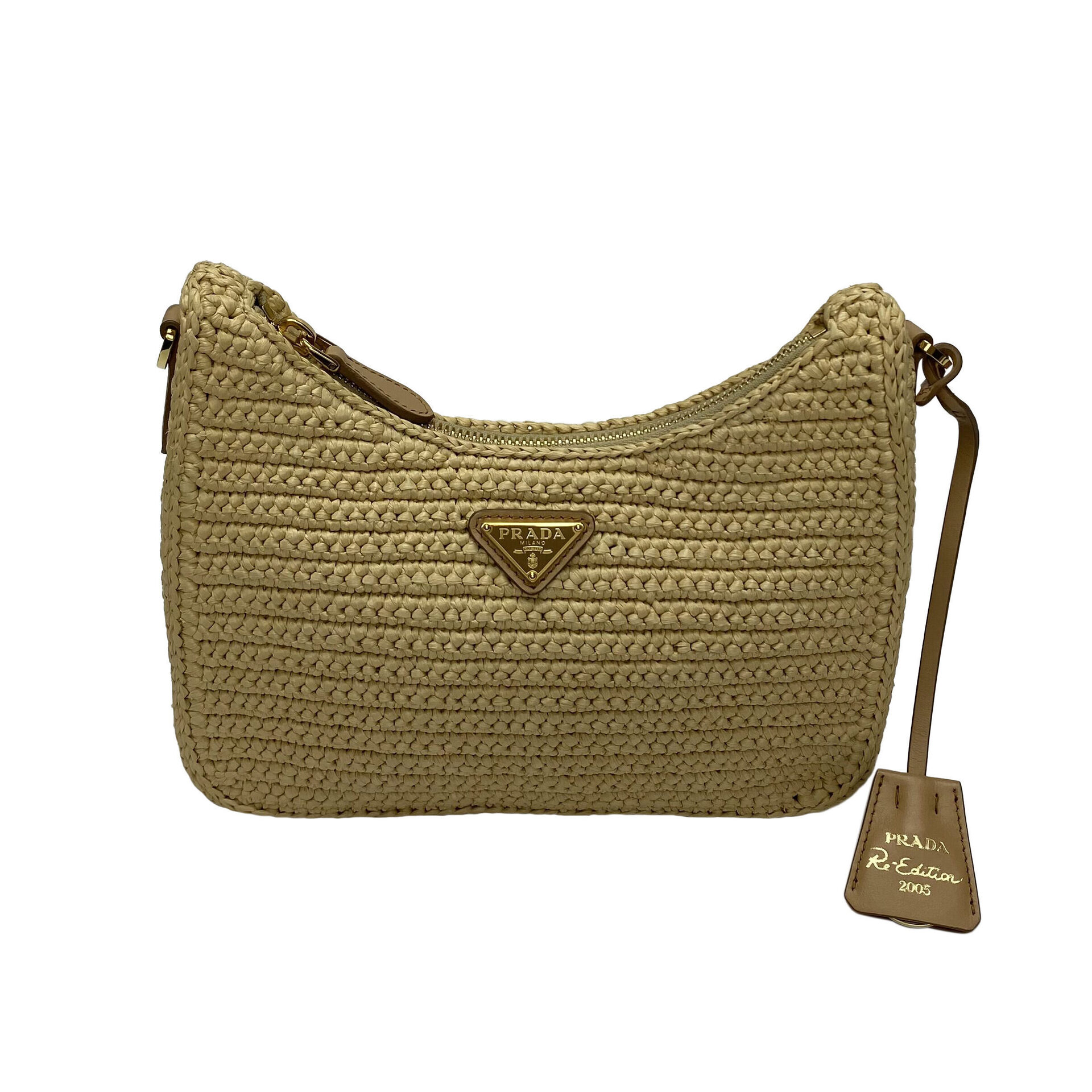 Bolsa Prada Re-Edition 2005 Ráfia Natural
