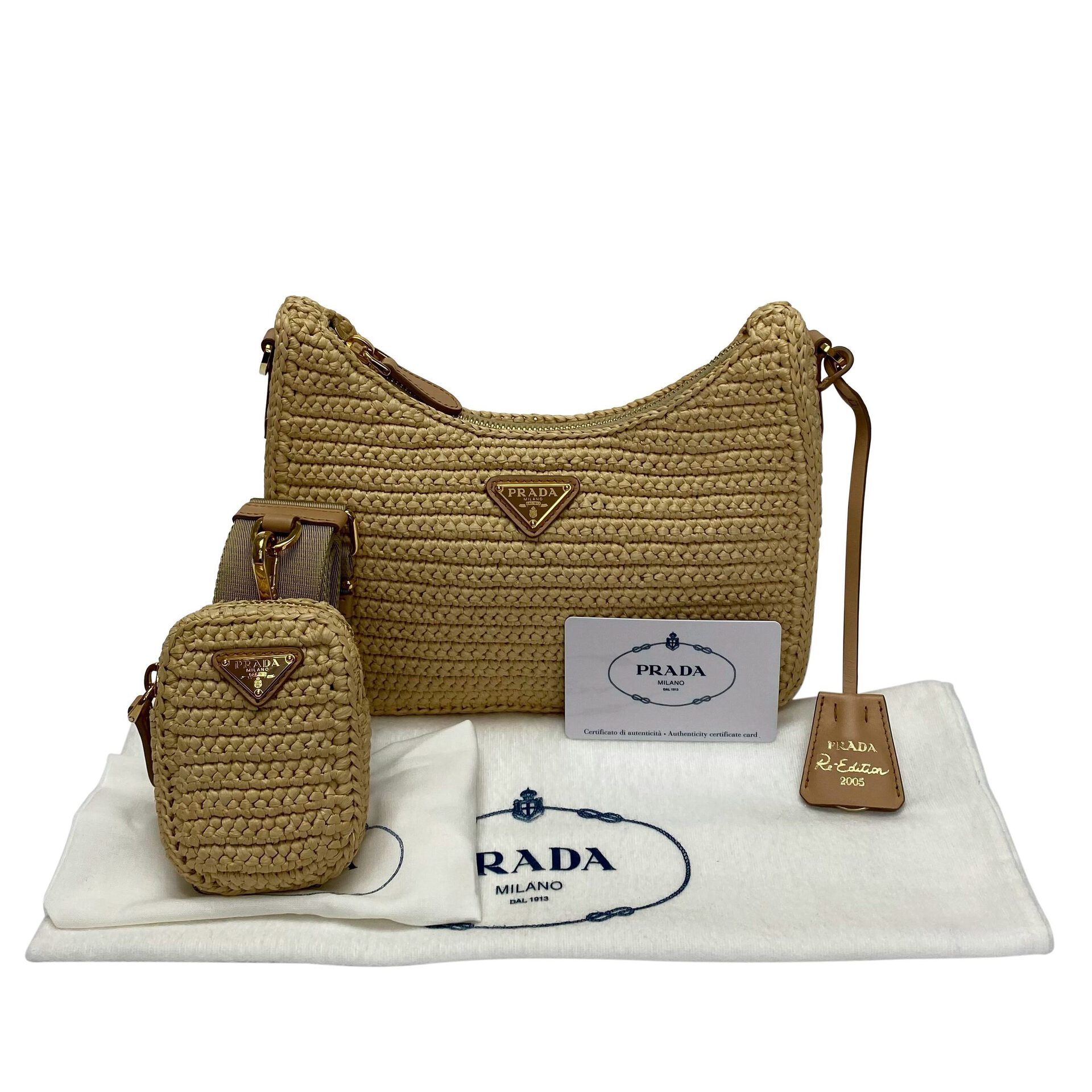 Bolsa Prada Re-Edition 2005 Ráfia Natural