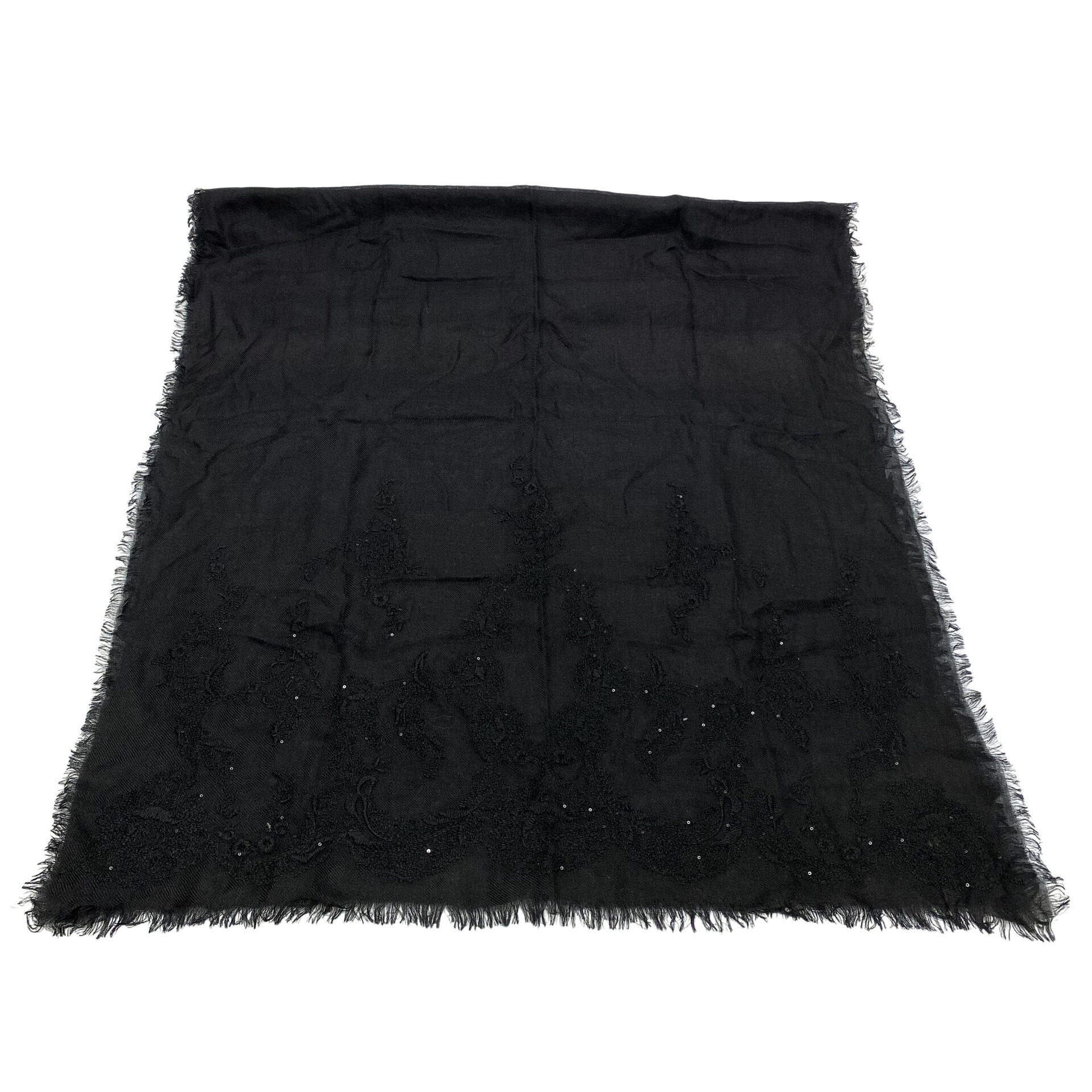 Lenço Loro Piana Preto Bordado