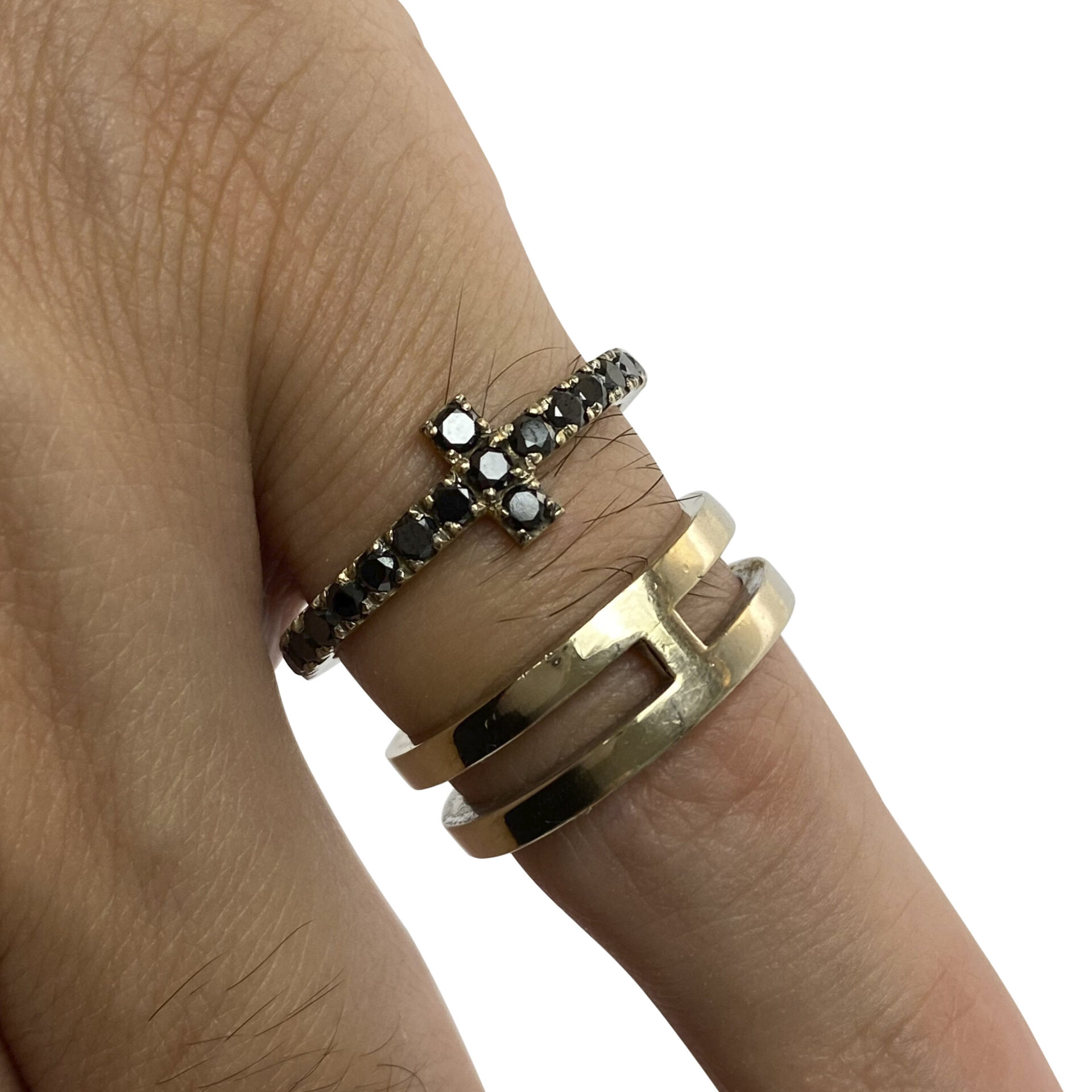 Aliança Cruz Diamantes Negros