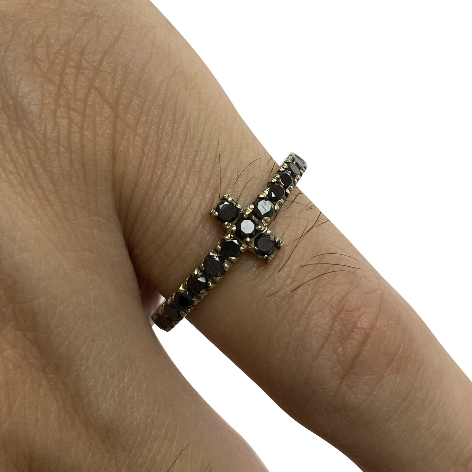 Aliança Cruz Diamantes Negros