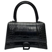 Bolsa Balenciaga Hourglass Crocodile Preta