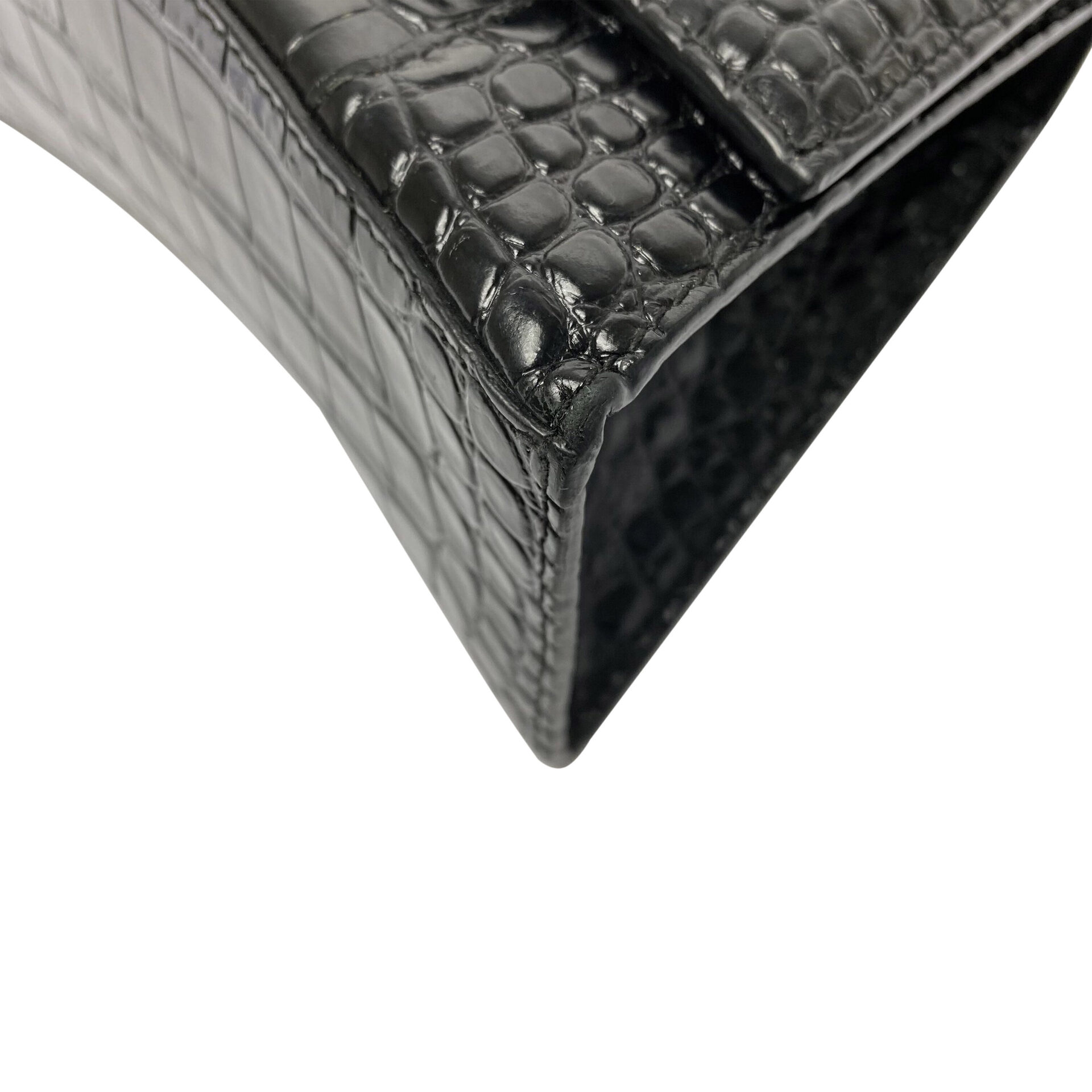 Bolsa Balenciaga Hourglass Crocodile Preta
