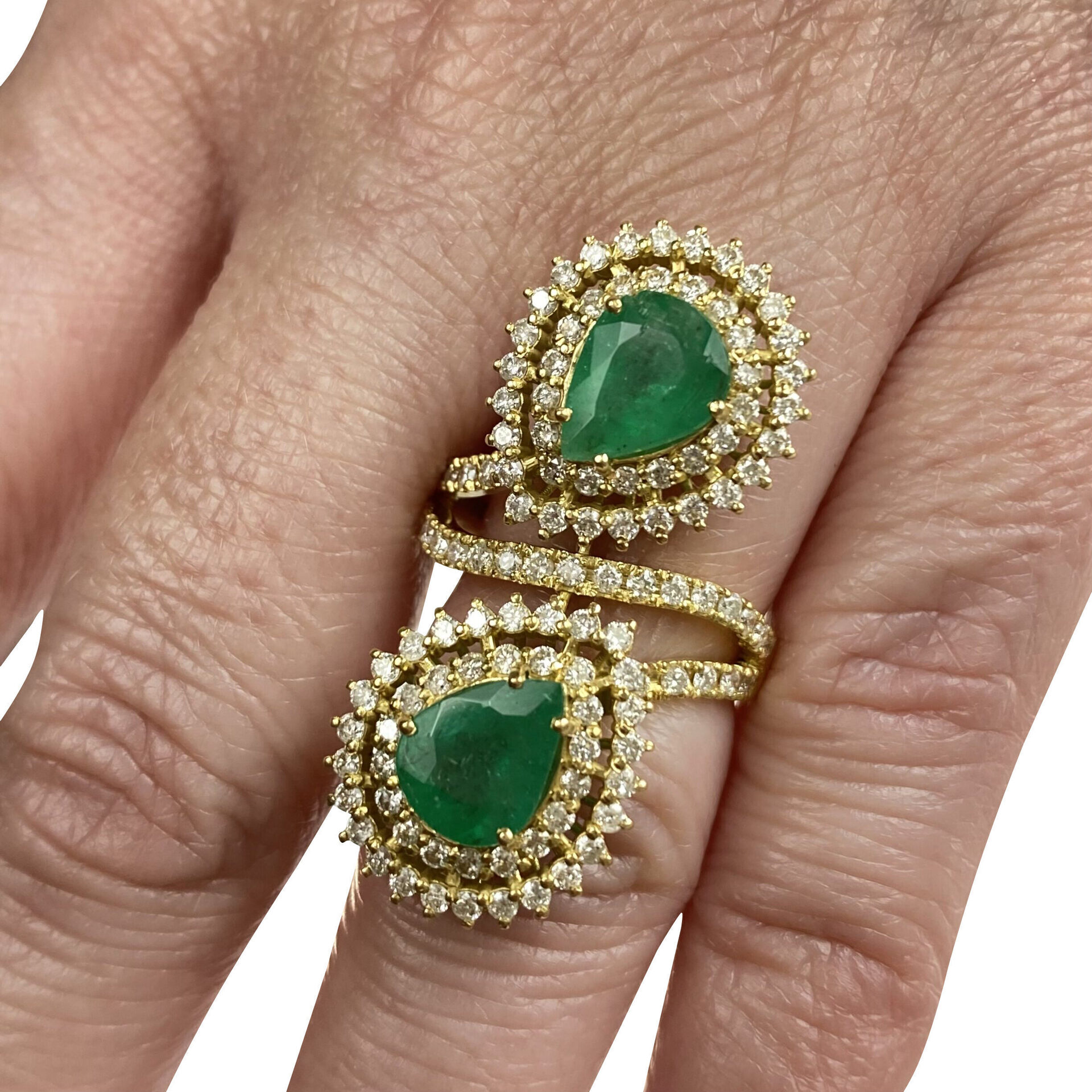 Anel Gotas Esmeraldas