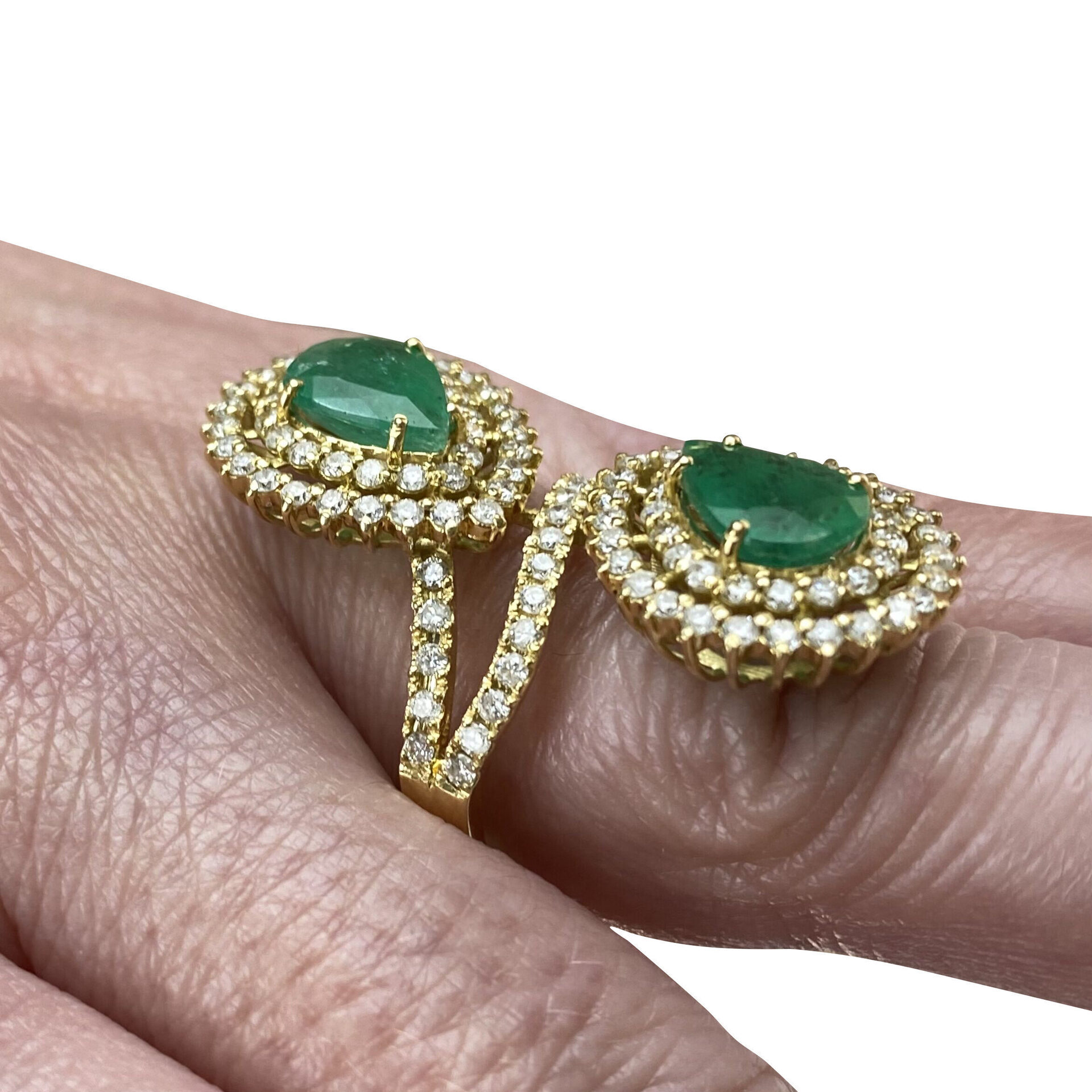 Anel Gotas Esmeraldas