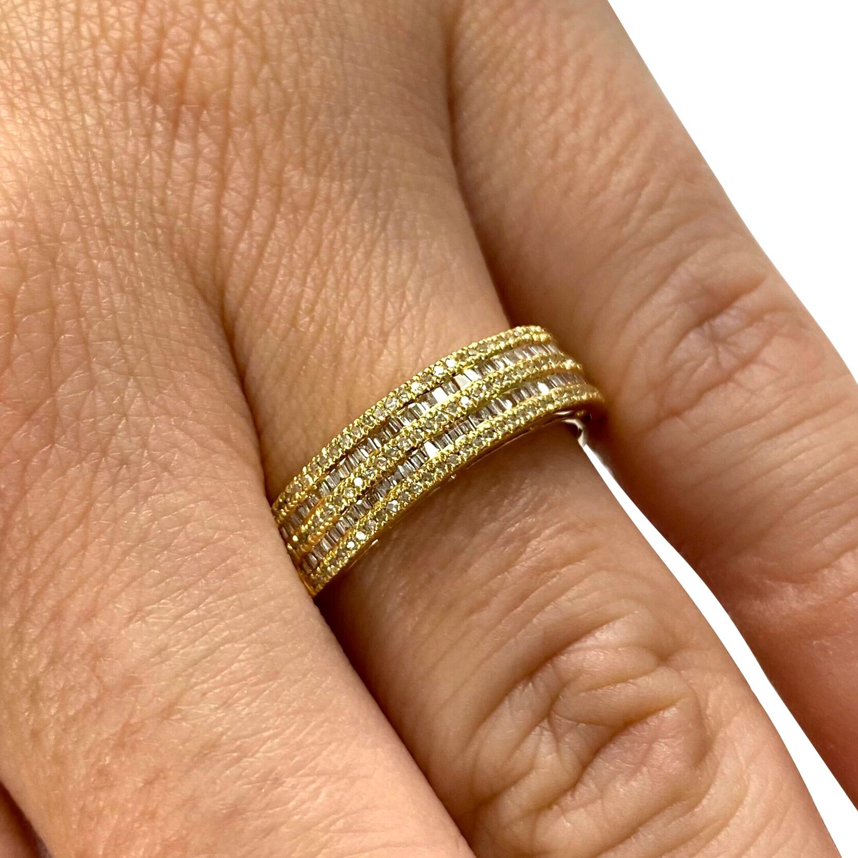 Meia Aliança Diamantes Baguetes