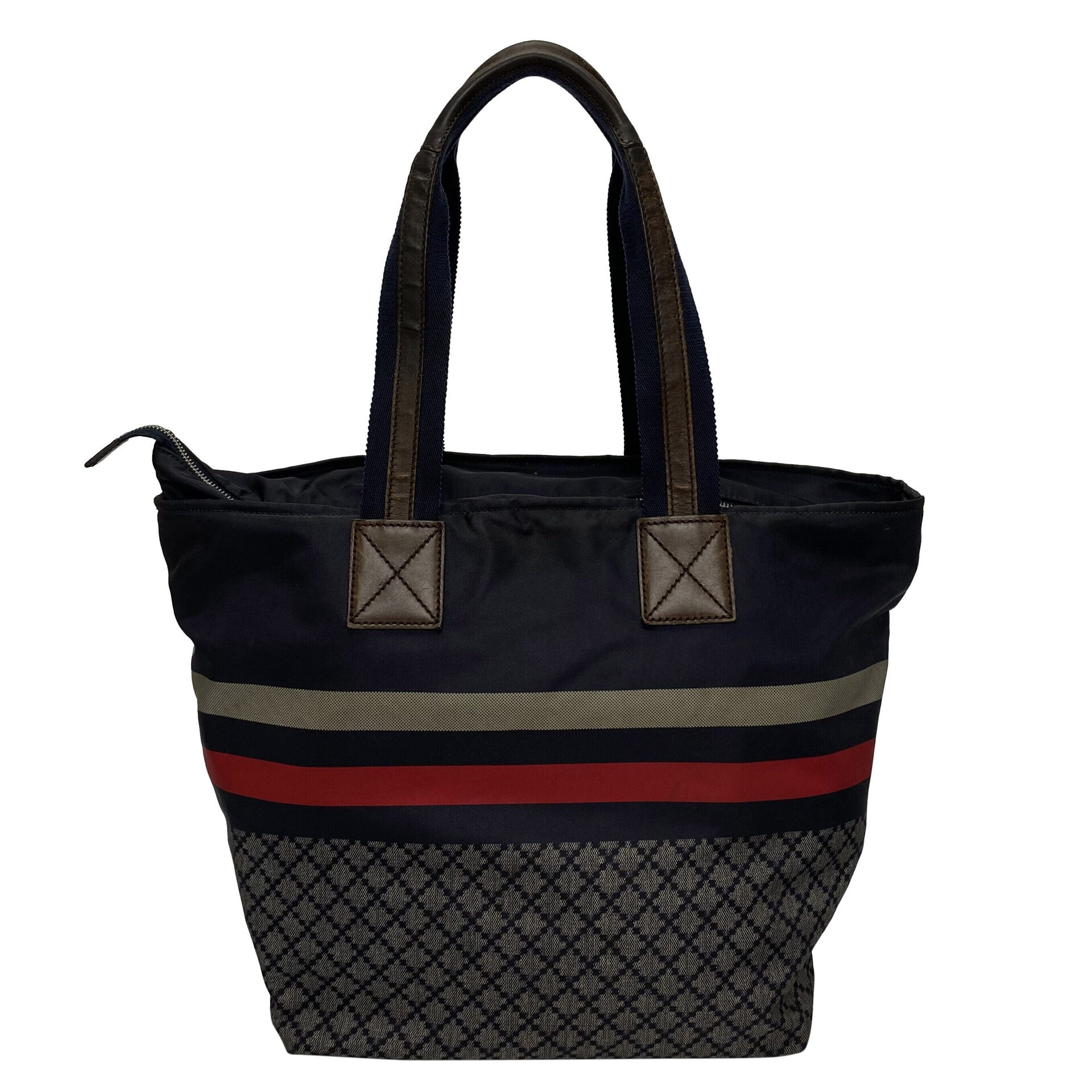 Bolsa Gucci Tote Web Nylon Azul e Cinza