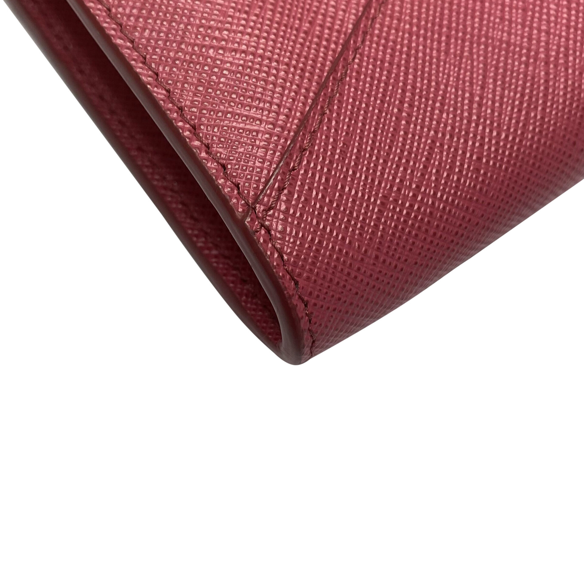 Carteira Prada Couro Saffiano Rosa