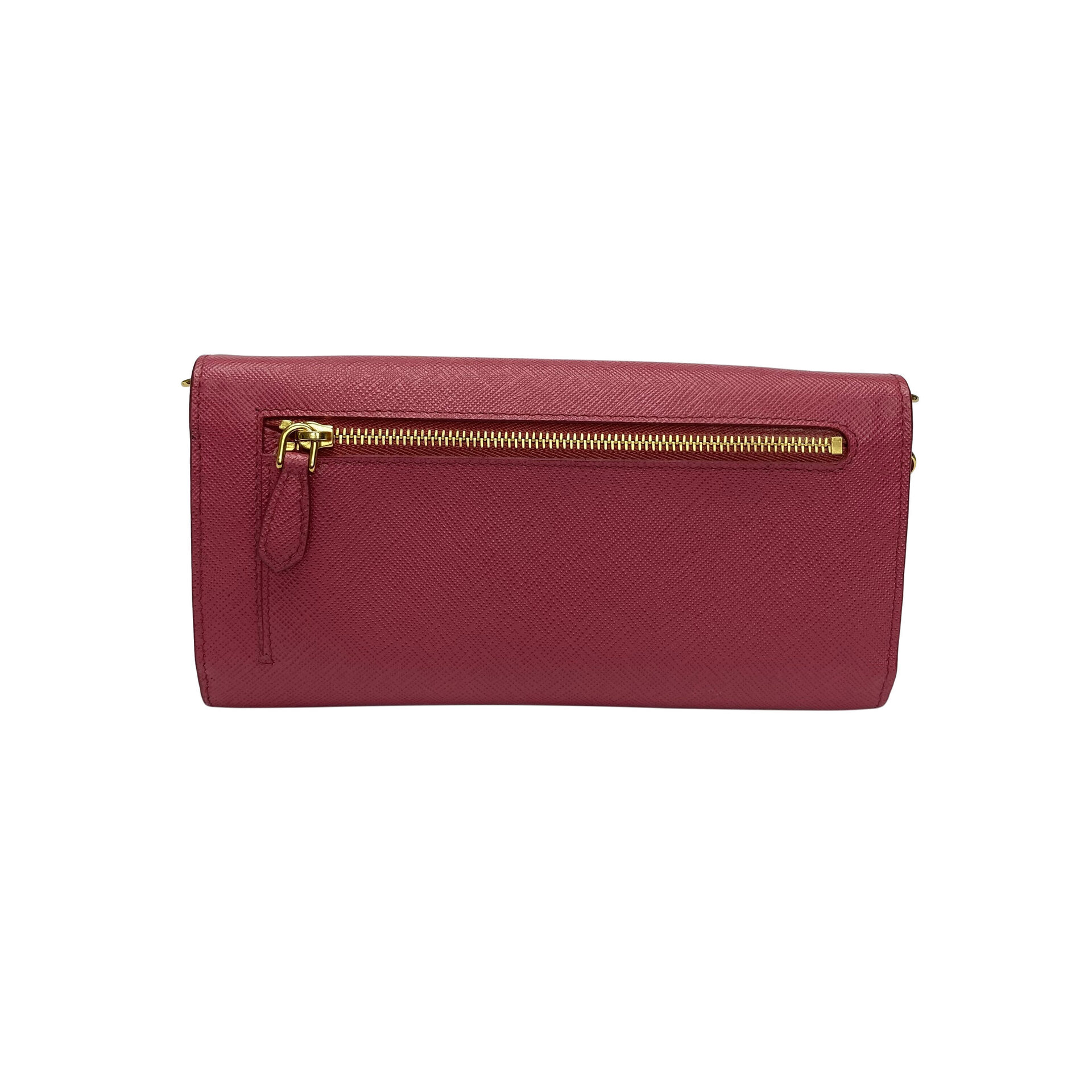 Carteira Prada Couro Saffiano Rosa