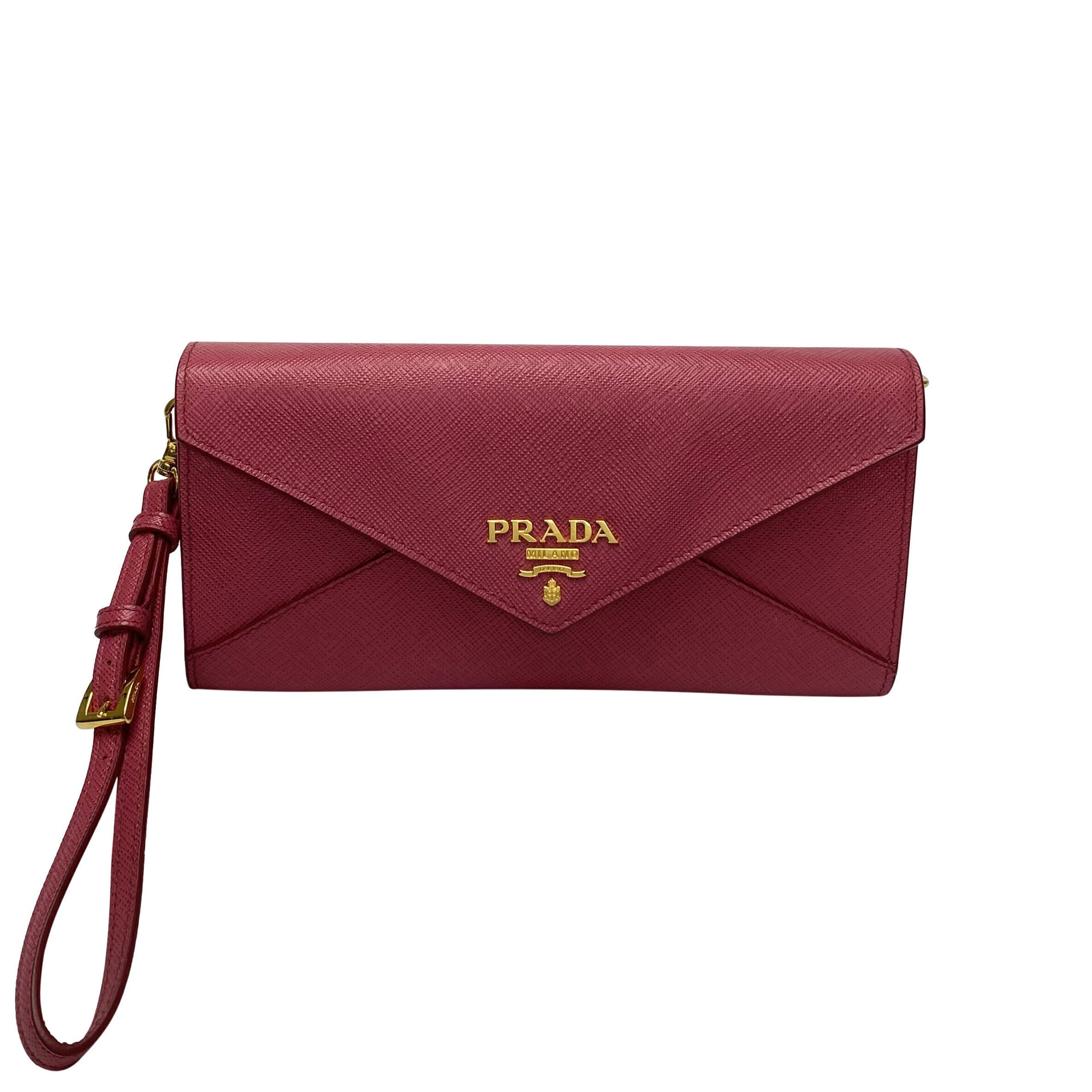 Carteira Prada Couro Saffiano Rosa