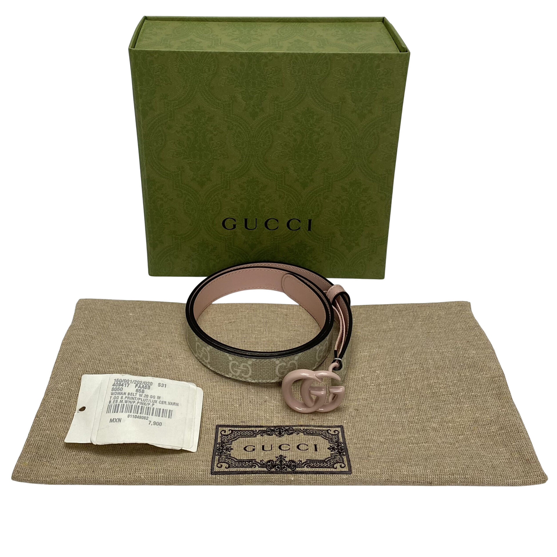 Cinto Gucci GG Monograma e Rosa