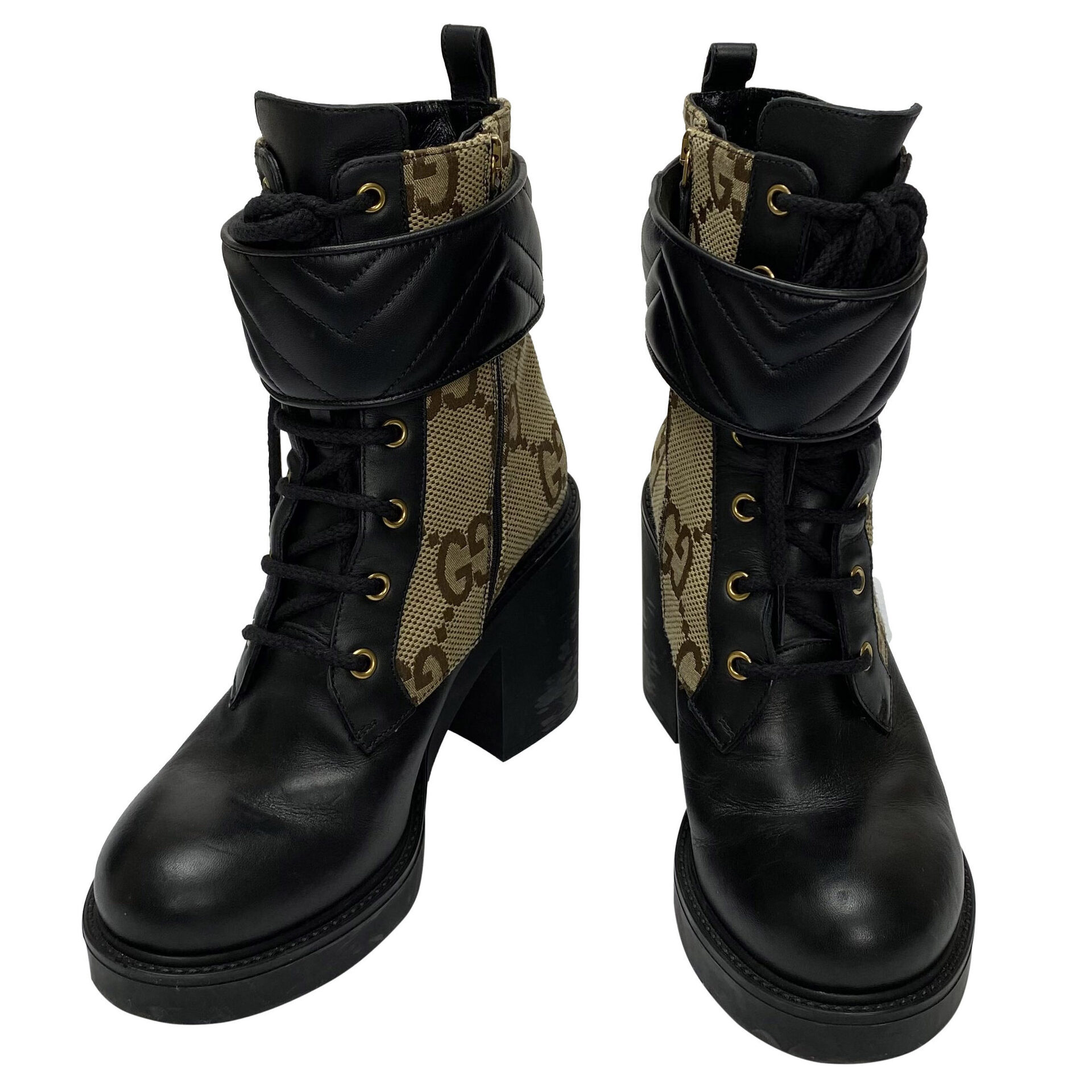 Bota Gucci Preta e Monograma