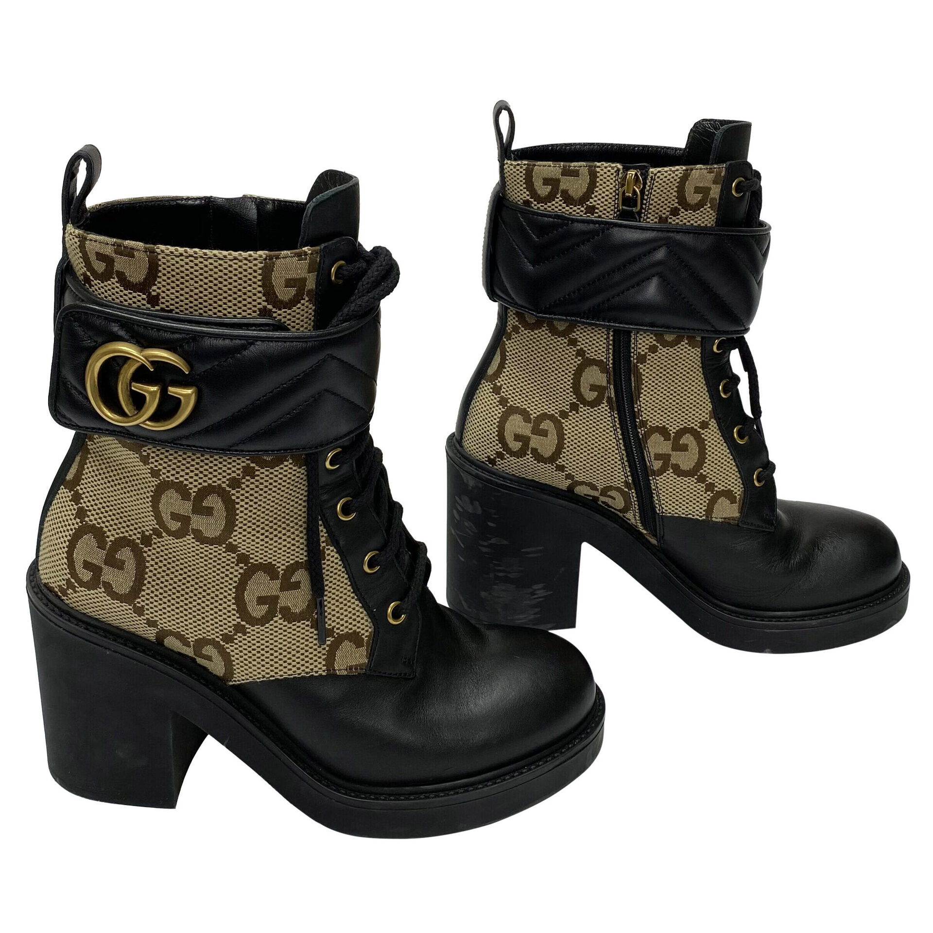 Bota Gucci Preta e Monograma