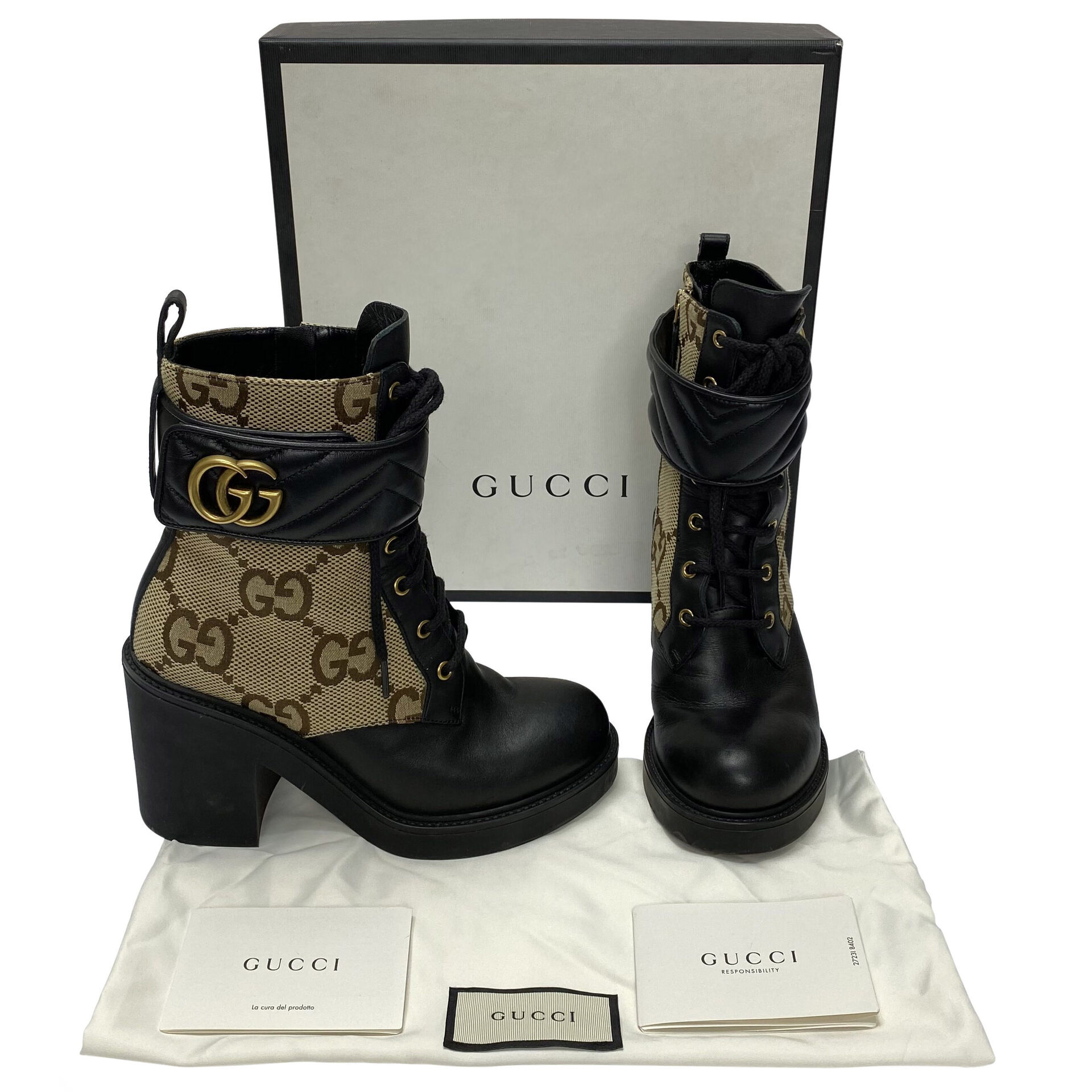 Bota Gucci Preta e Monograma