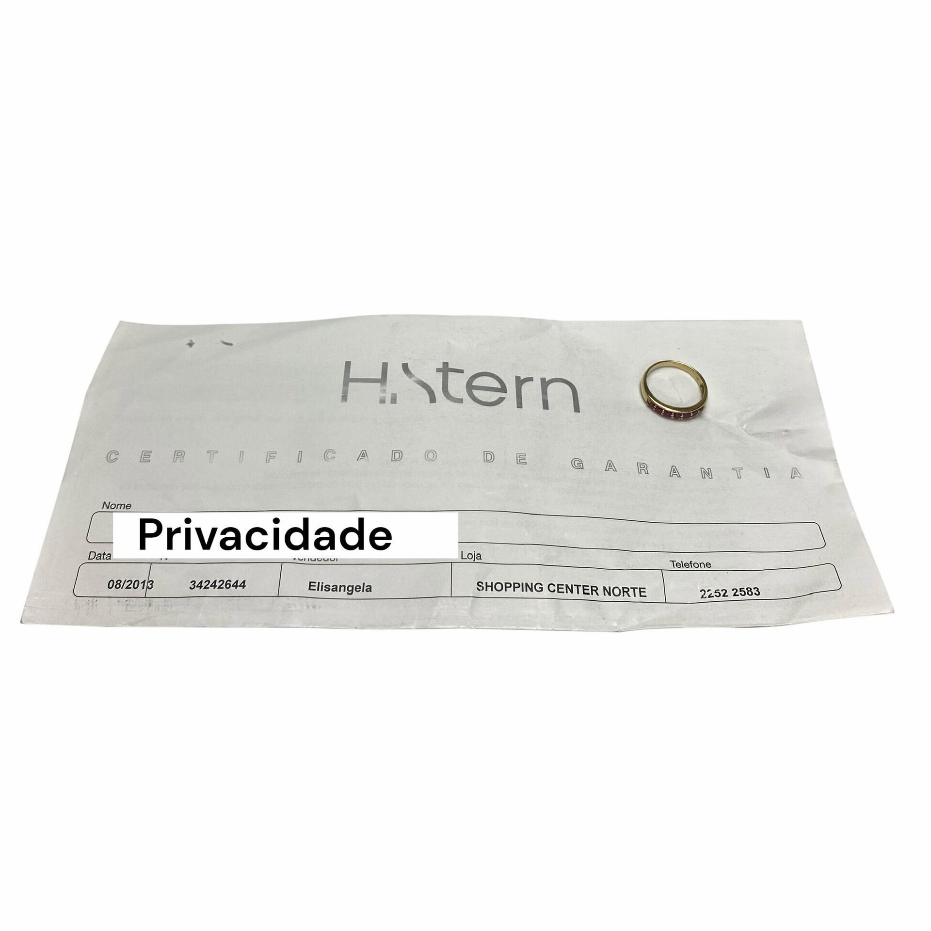 Meia Aliança HStern Ouro Amarelo com Rubis
