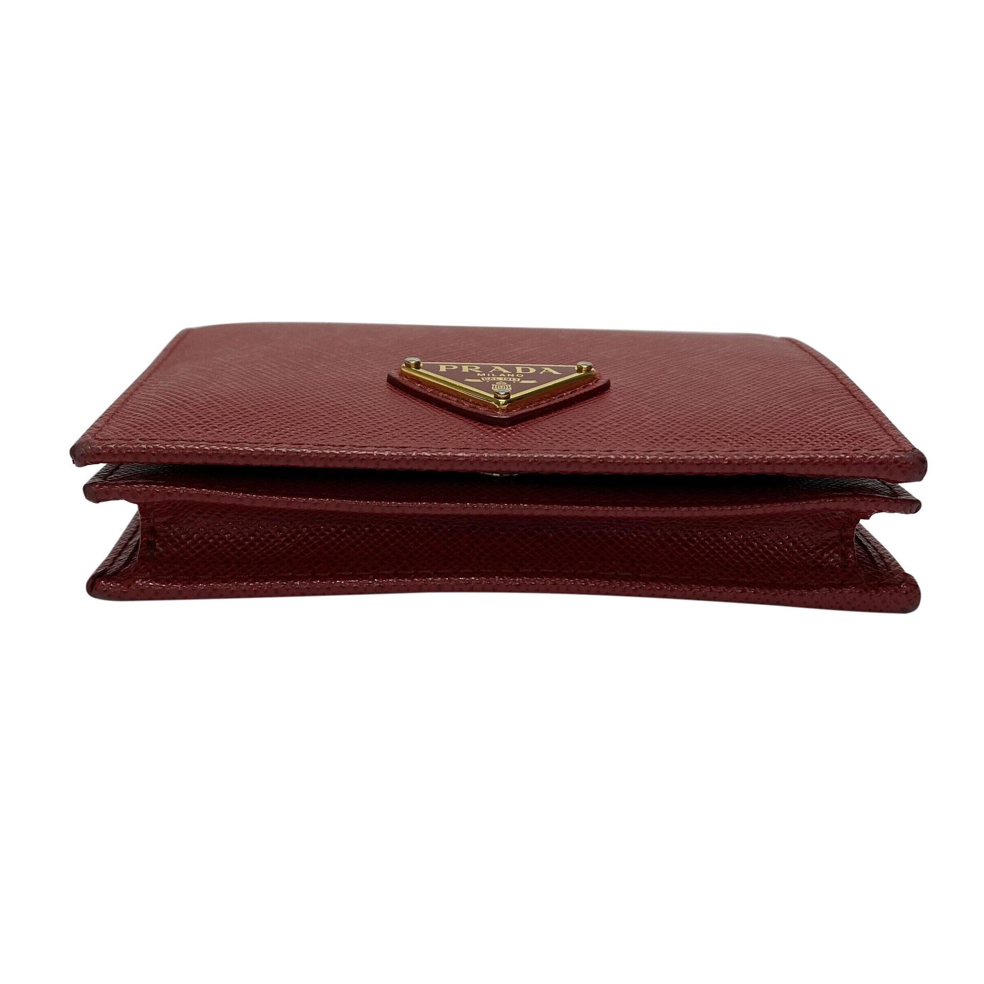 Carteira Prada Couro Saffiano Vermelho