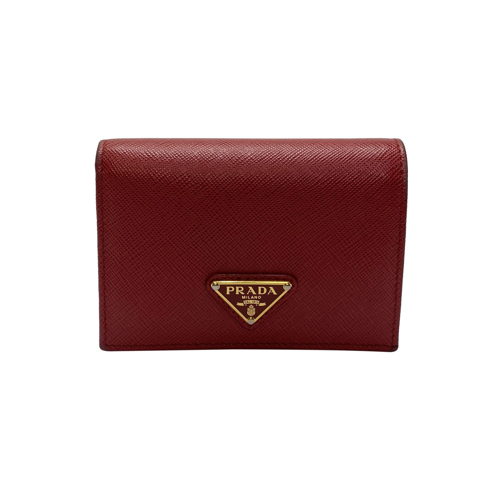 Carteira Prada Couro Saffiano Vermelho
