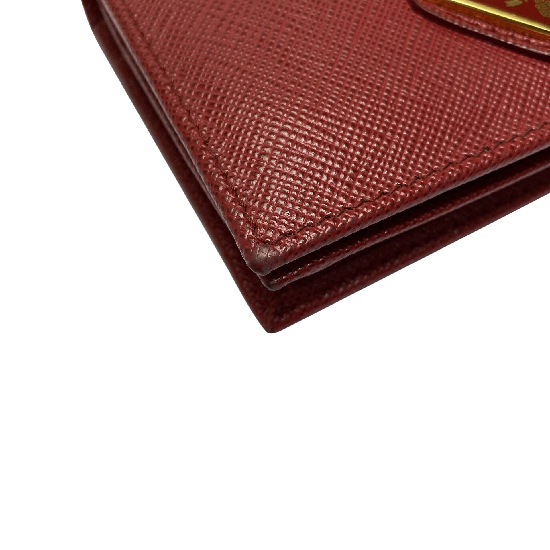 Carteira Prada Couro Saffiano Vermelho