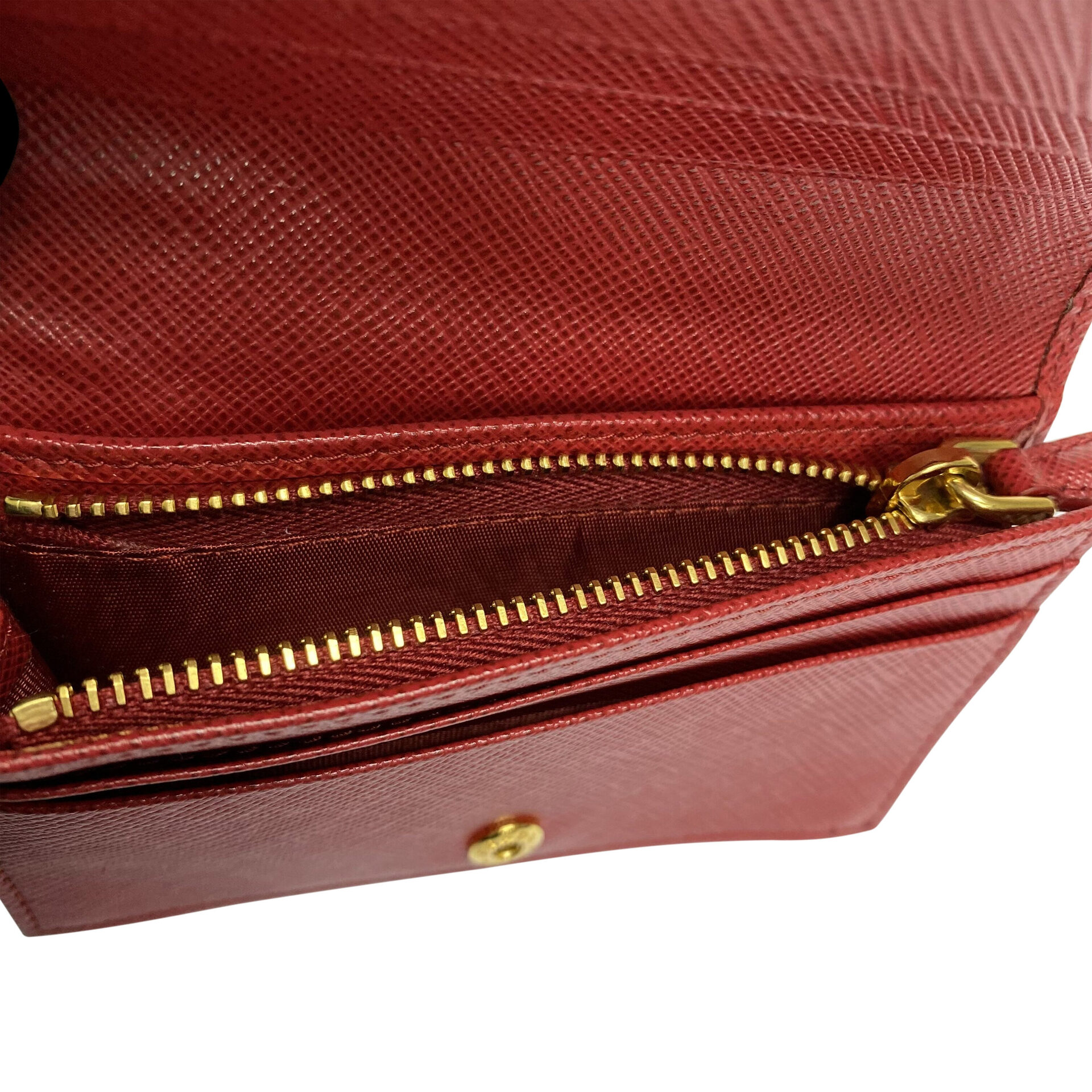 Carteira Prada Couro Saffiano Vermelho