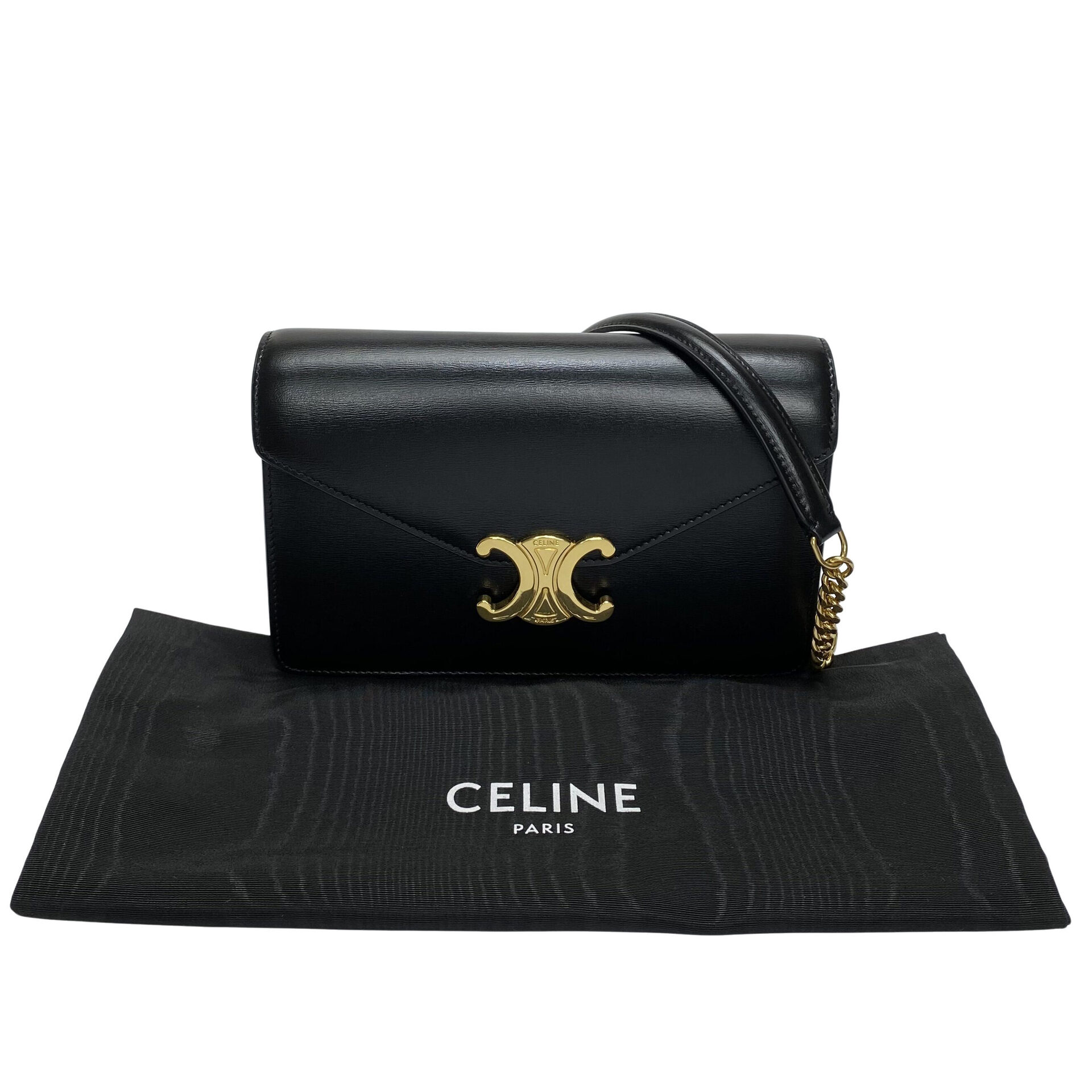 Bolsa Celine Triomphe Margo Wallet Chain Preta