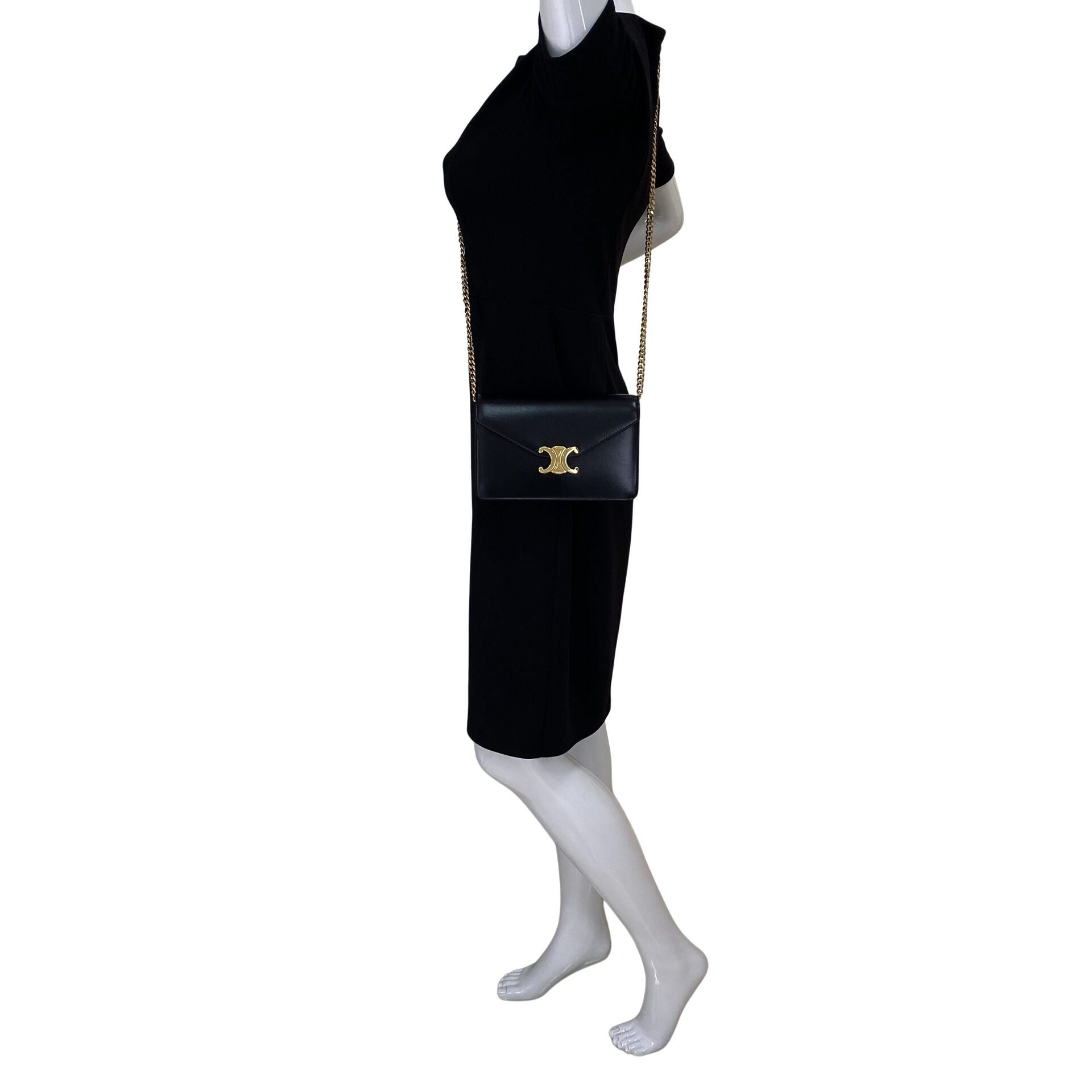 Bolsa Celine Triomphe Margo Wallet Chain Preta