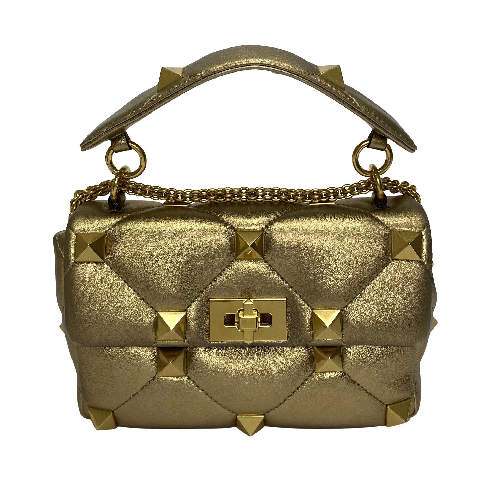 Bolsa Valentino Garavani Roman Stud Metalizada