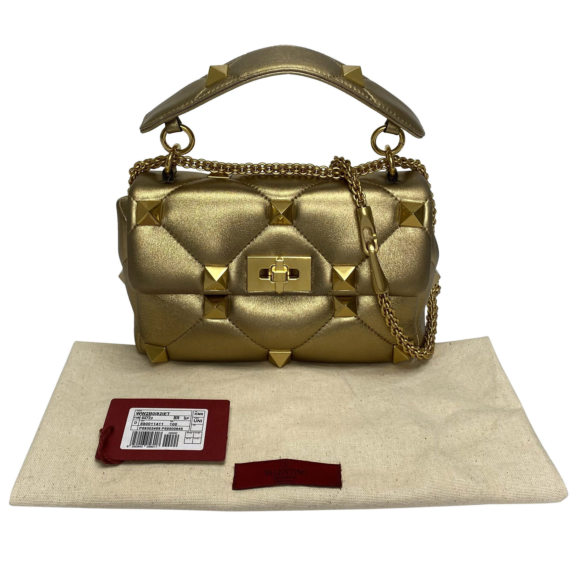 Bolsa Valentino Garavani Roman Stud Metalizada