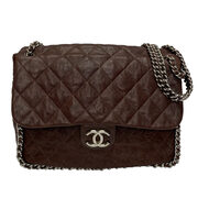 Bolsa Chanel Chain Around Maxi Flap Bag Marrom
