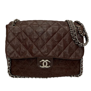 Bolsa Chanel Chain Around Maxi Flap Bag Marrom