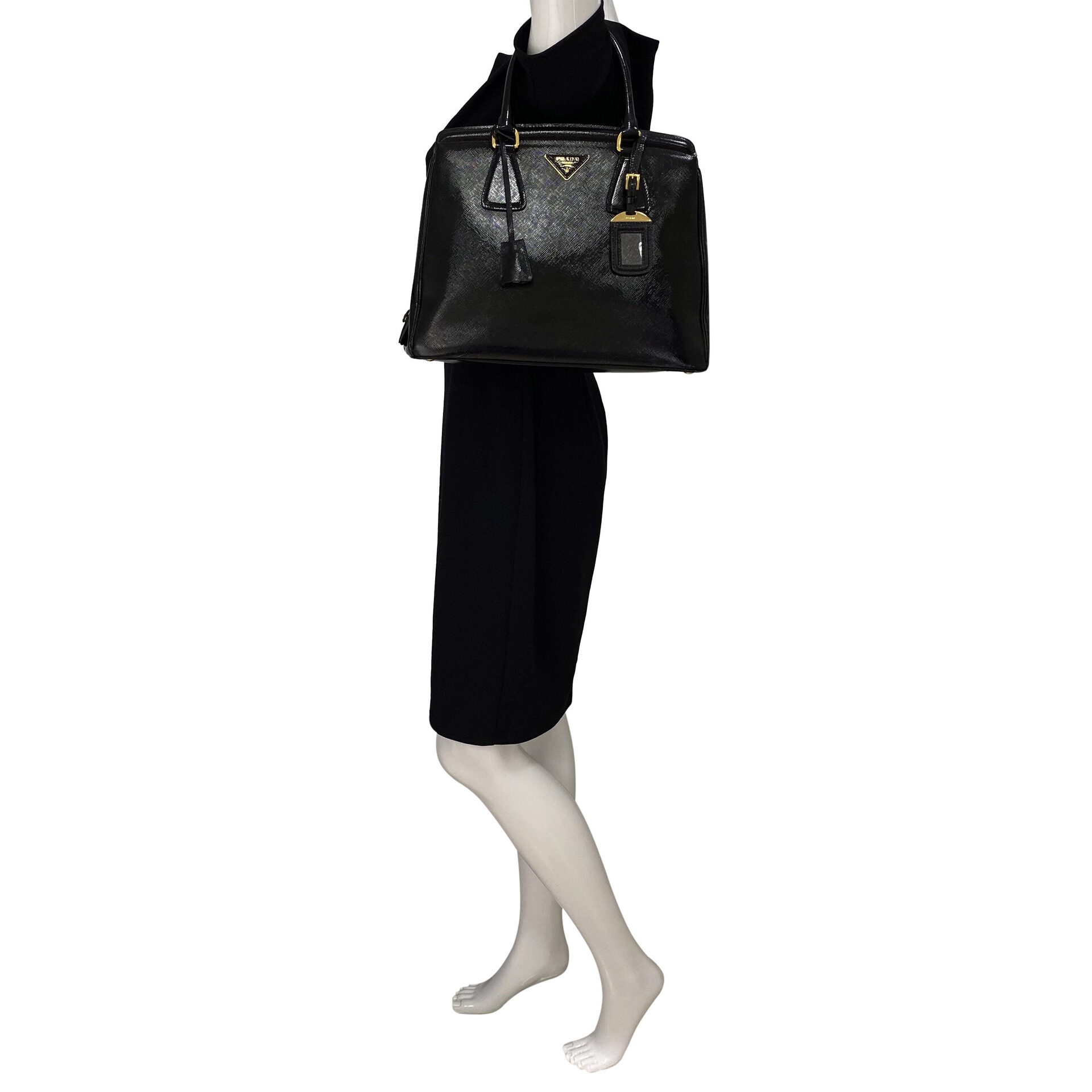 Bolsa Prada Saffiano Vernice Parabole Preta