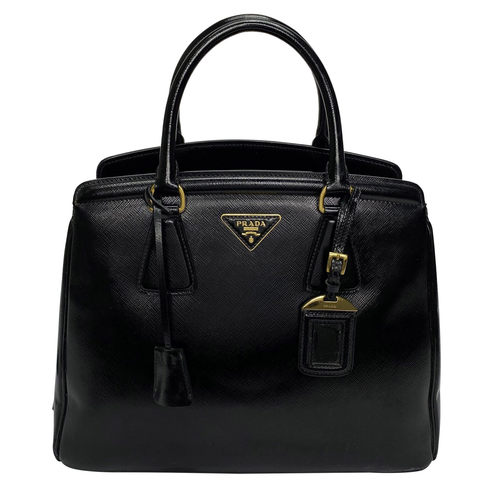 Bolsa Prada Saffiano Vernice Parabole Preta