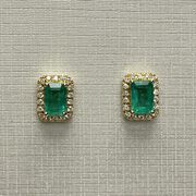 Par de Brincos Esmeraldas com Diamantes