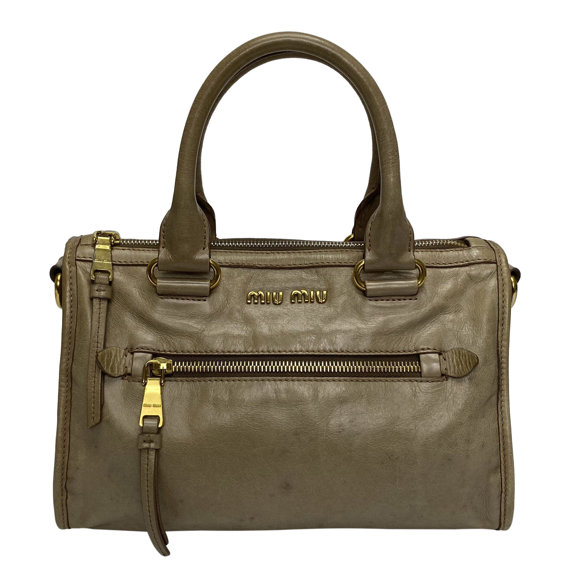 Bolsa Miu Miu Vitello Shine Bege