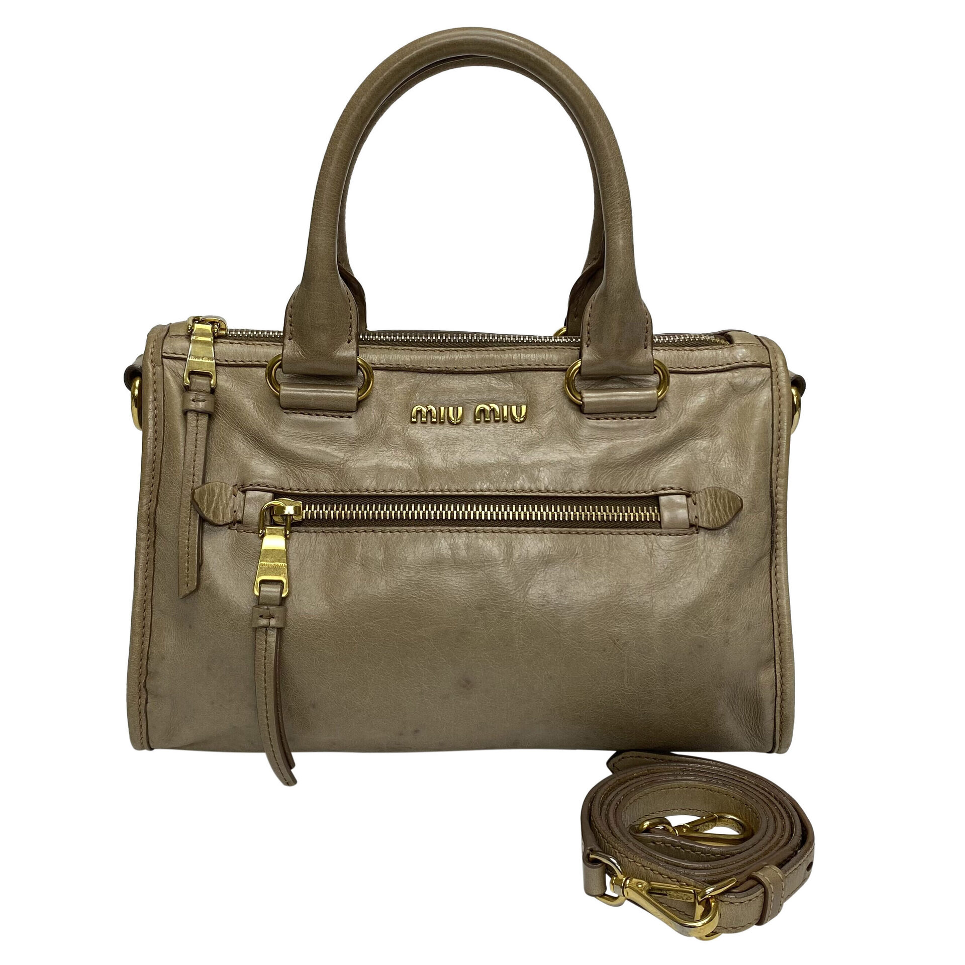 Bolsa Miu Miu Vitello Shine Bege
