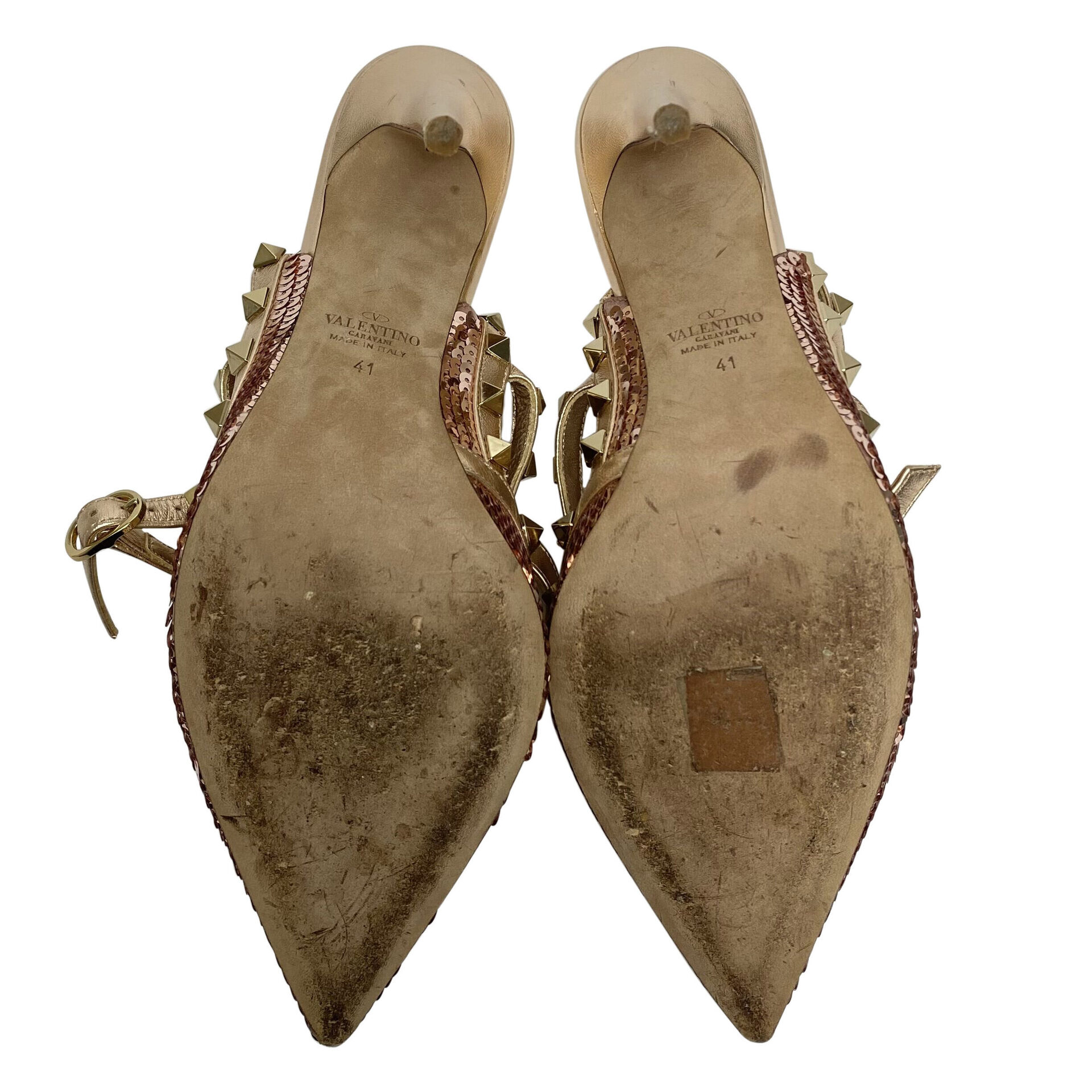 Sapato Valentino Garavani Rockstuds Paetês Rose