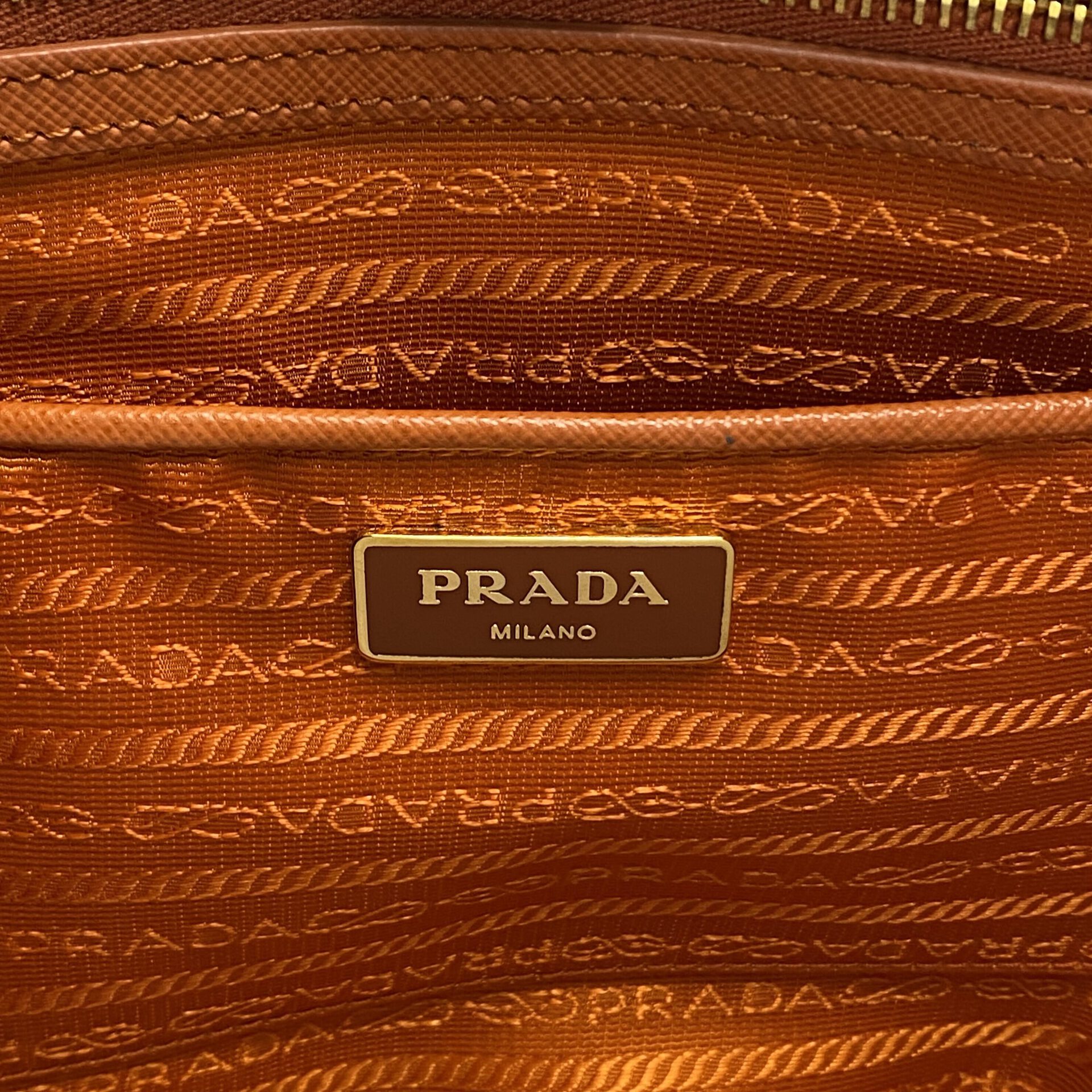 Bolsa Prada Galleria Couro Saffiano Laranja