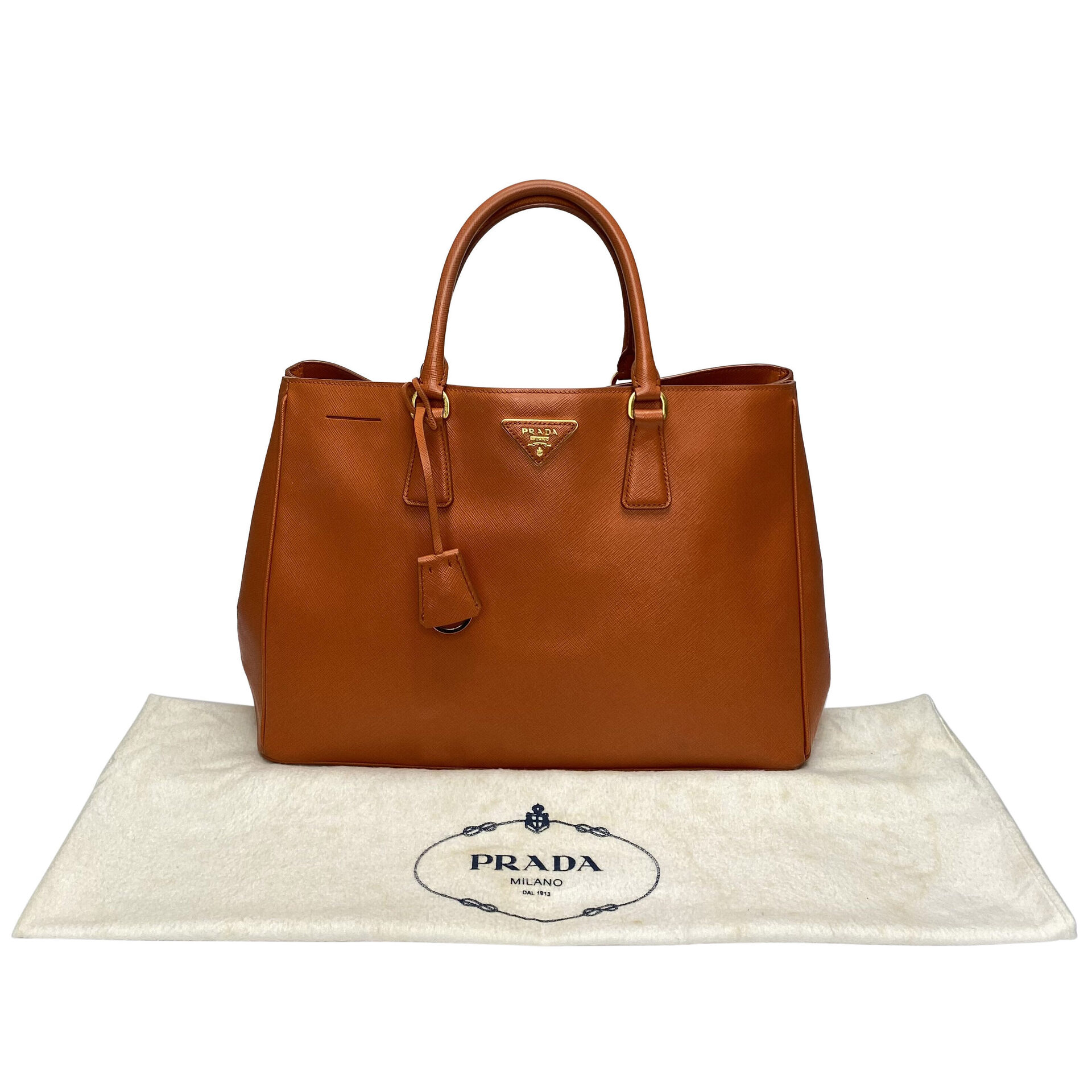 Bolsa Prada Galleria Couro Saffiano Laranja