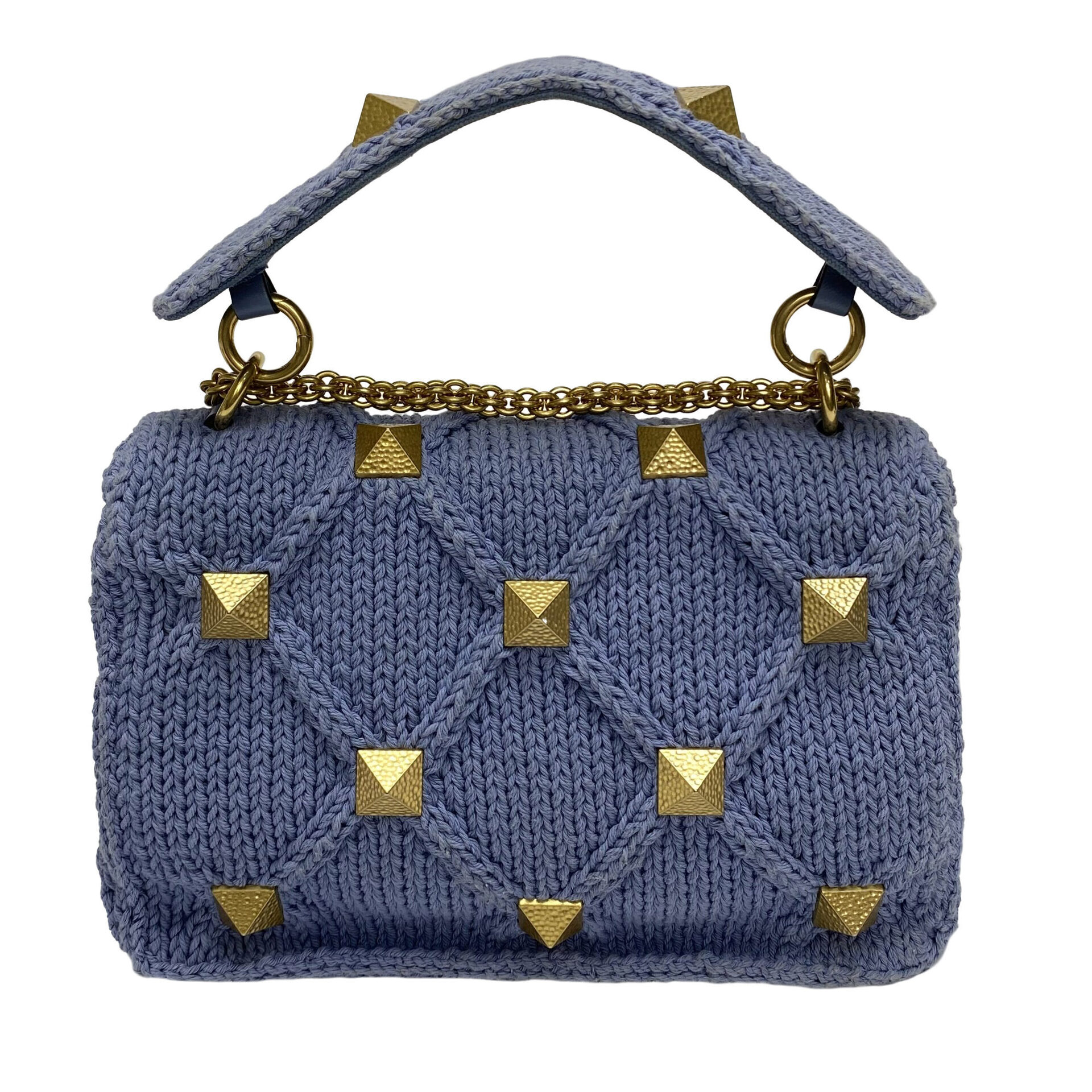 Bolsa Valentino Garavani Roman Stud Tricot Azul