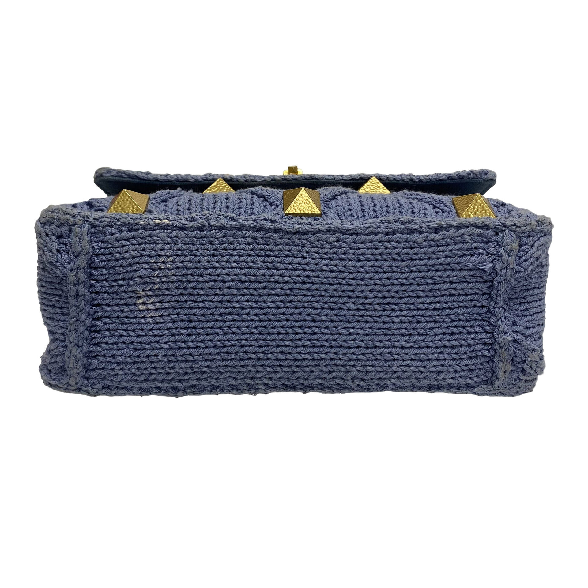 Bolsa Valentino Garavani Roman Stud Tricot Azul